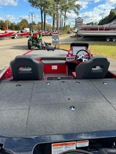 Interior view of Nitro Z19 boat, 2025 model, parked outdoors.
