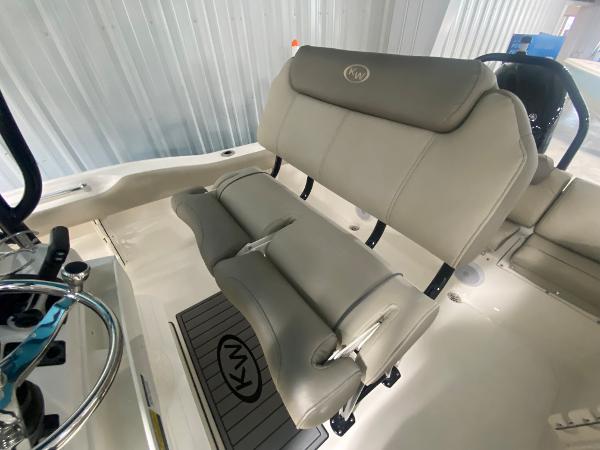 2024 Key West 219 FS boat interior seating and helm.
