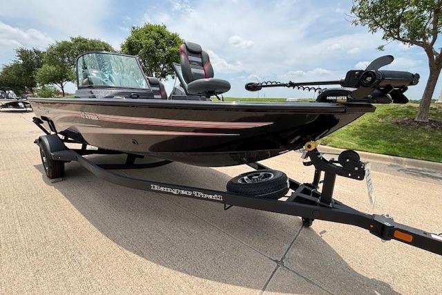 2026 Ranger VS1782SC Angler boat on trailer, parked outdoors under a cloudy sky.