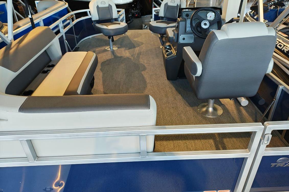 2026 Sun Tracker Bass Buggy 16 XL Select interior with seating and steering console.