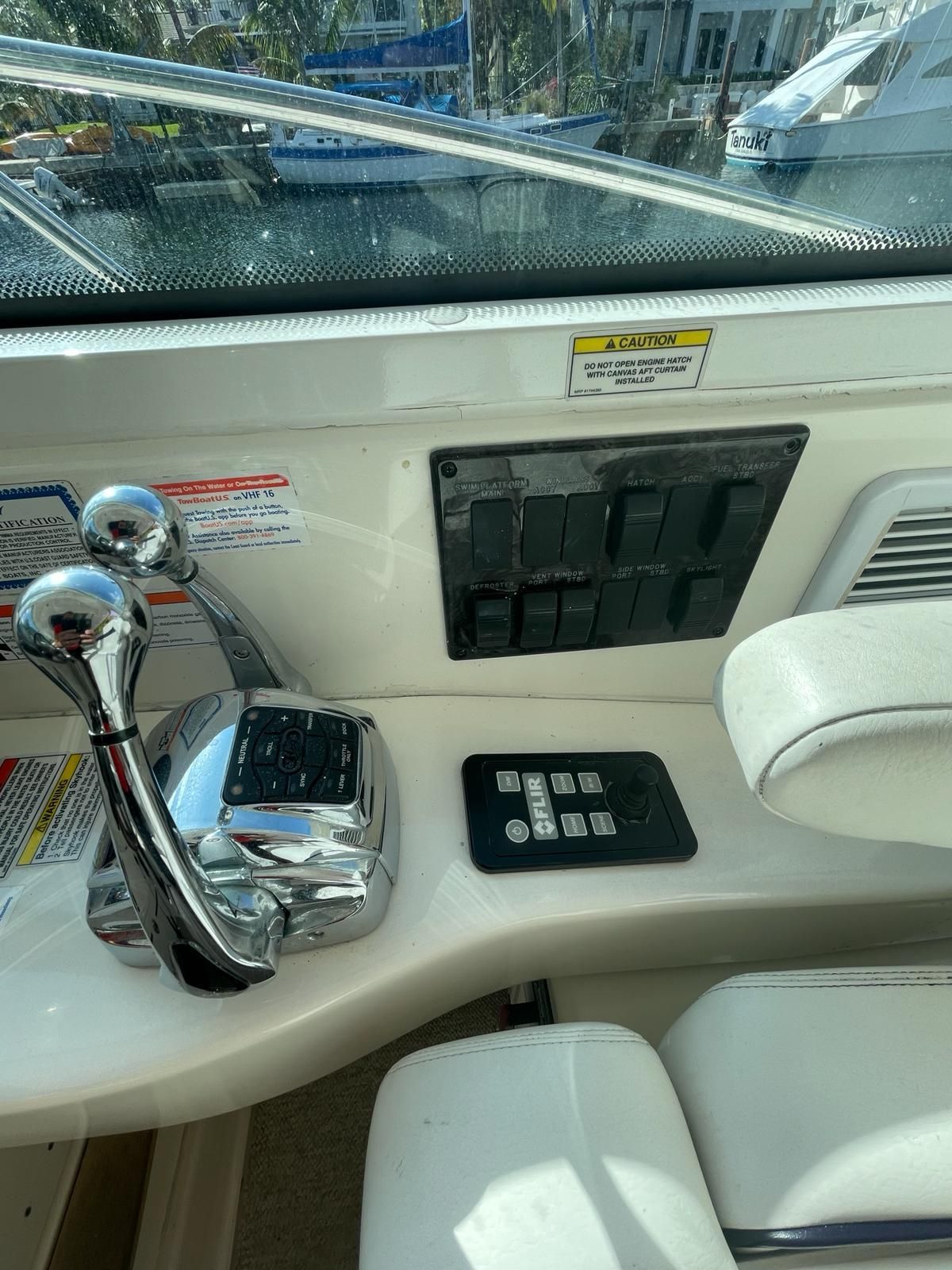 Control console of a 2010 Sea Ray 450 yacht.