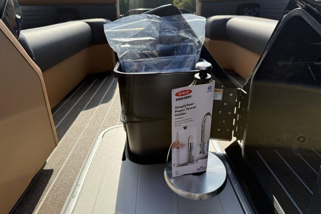 Interior of 2026 Premier 250 Solaris RS CL with OXO paper towel holder.