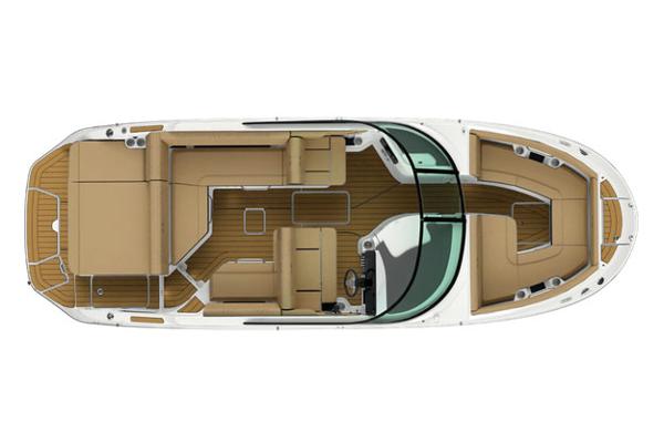 Manufacturer Provided Image: Top view of 2025 Sea Ray SDX 250 boat interior layout.