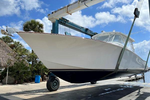Hull side, note bow thruster