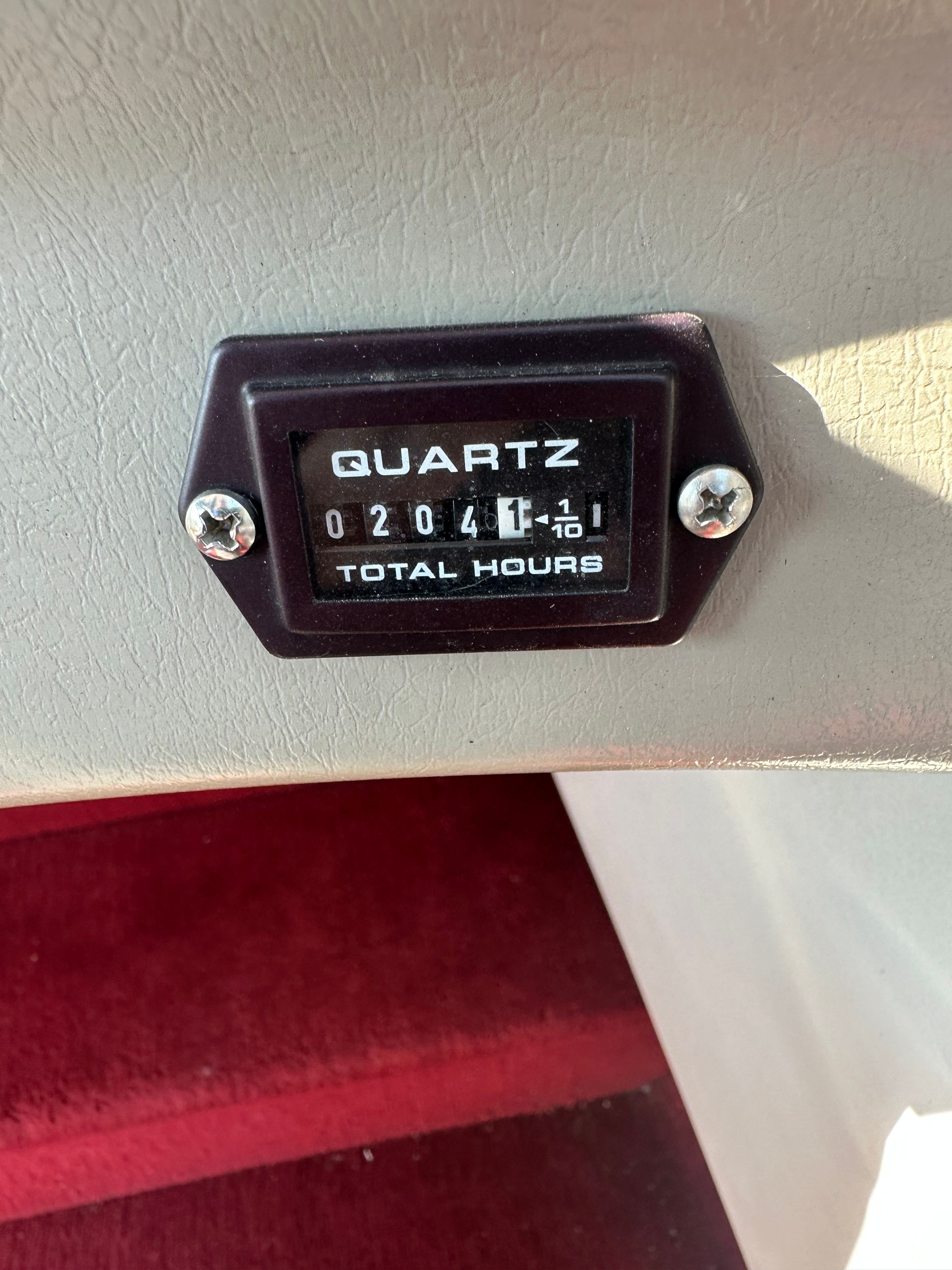 Hour meter on a boat showing 204.1 hours.