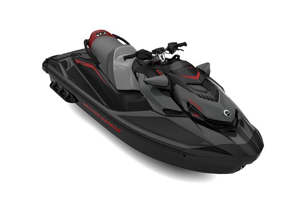 Manufacturer Provided Image: 2026 Sea-Doo GTR-X 300 jet ski, sleek black and red design, side view.