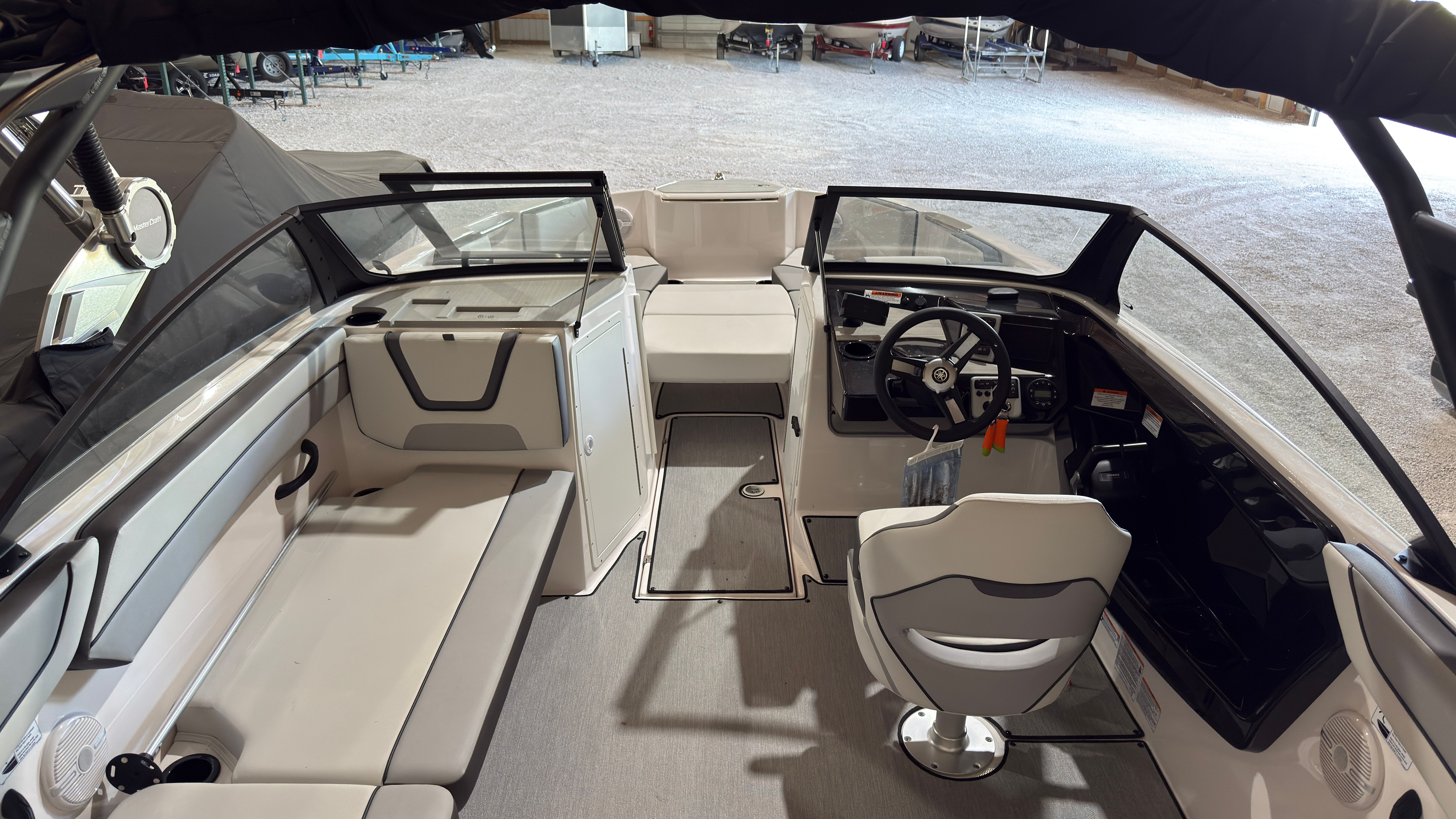 Interior of 2024 Yamaha Boats AR220 with modern cockpit design.