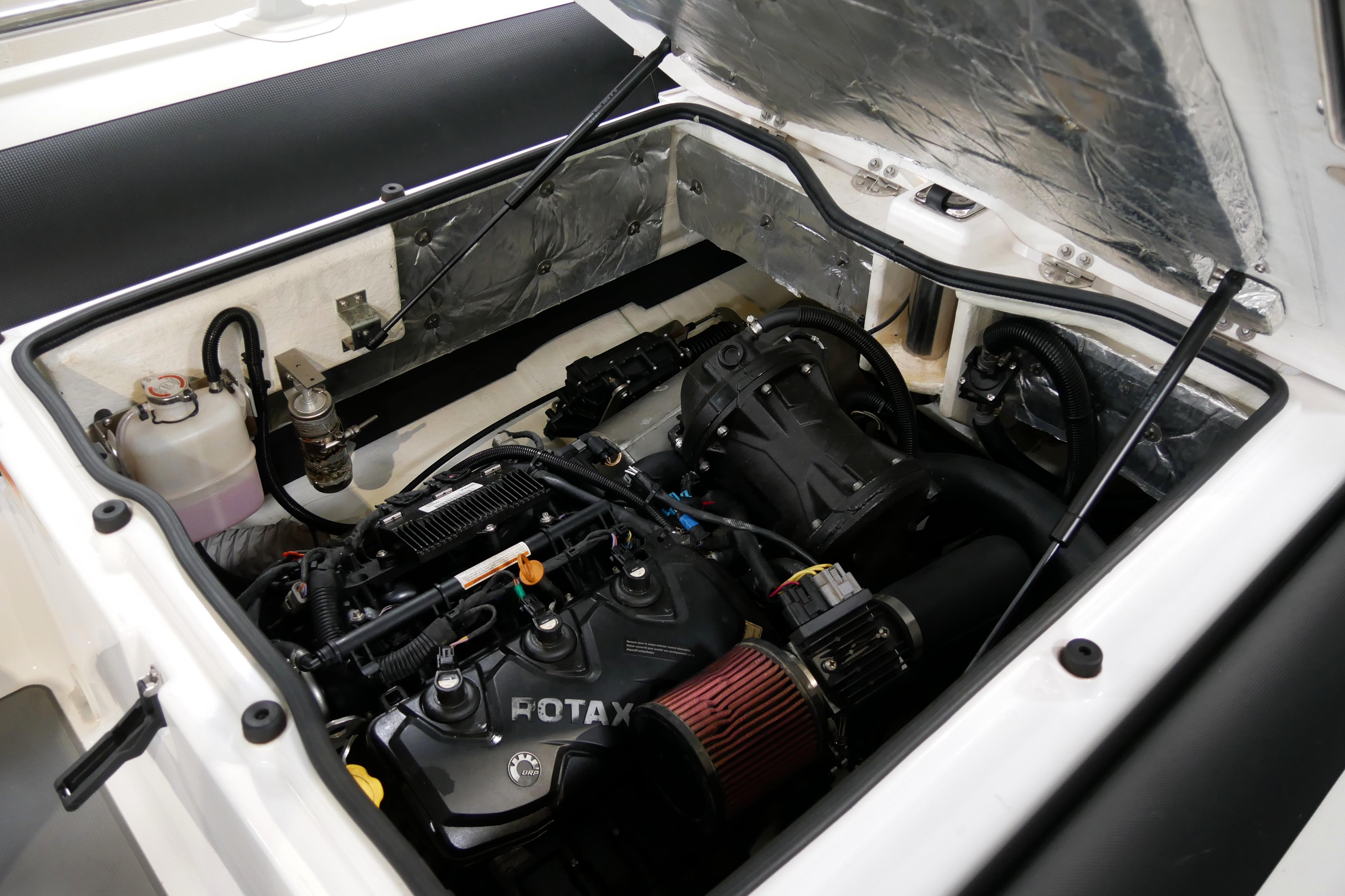 Engine compartment of a 2019 Williams Jet Tenders Sportjet 520, featuring a Rotax engine.