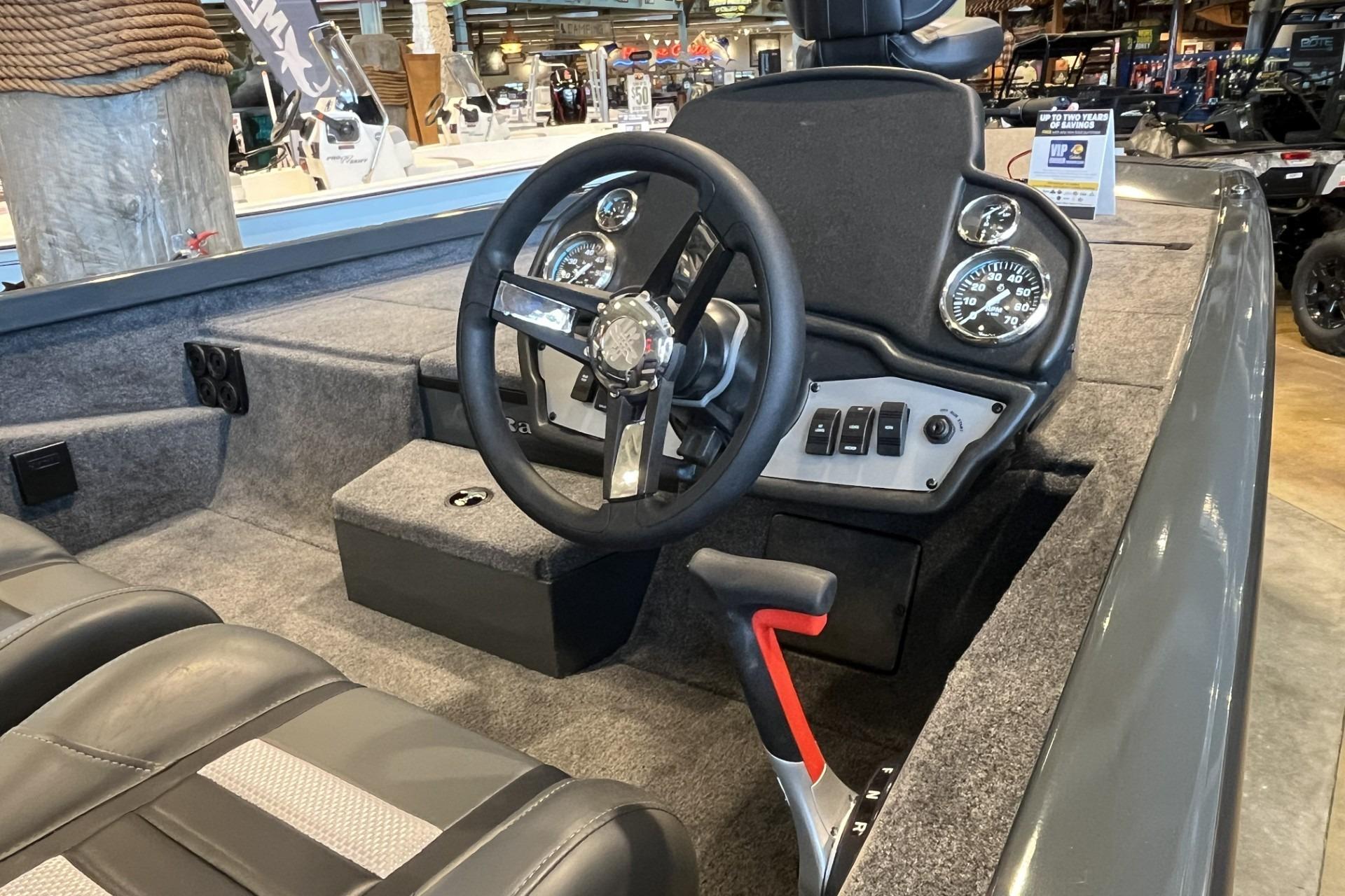 2026 Ranger RT188P boat interior with steering wheel and dashboard controls.