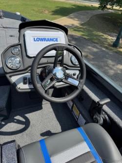 Interior view of 2025 Ranger RT198P with Lowrance controls.