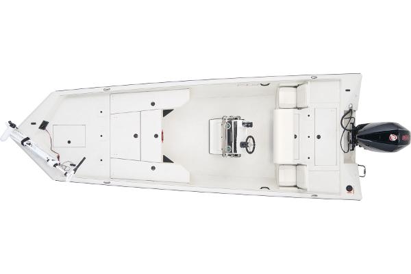 Manufacturer Provided Image: Manufacturer Provided Image: Top view of 2025 Ranger RB210 boat, featuring spacious deck and outboard motor.
