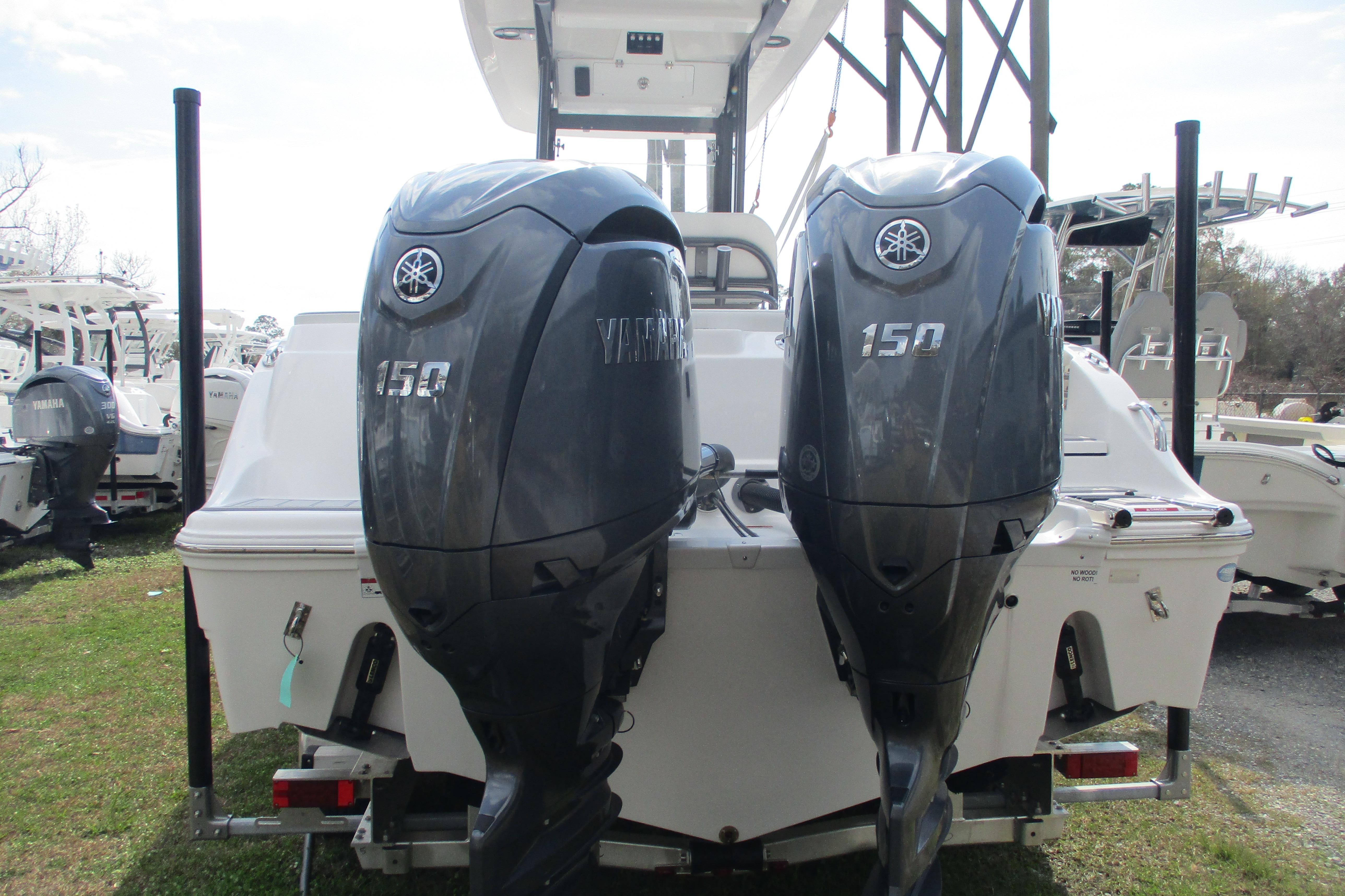 2026 Sea Fox 268 Commander with dual Yamaha 150 outboard engines.