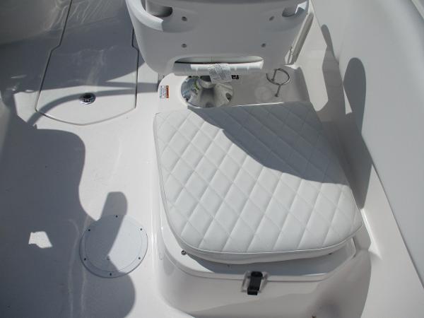 White seating area on 2025 Sea Fox 228 Traveler boat.
