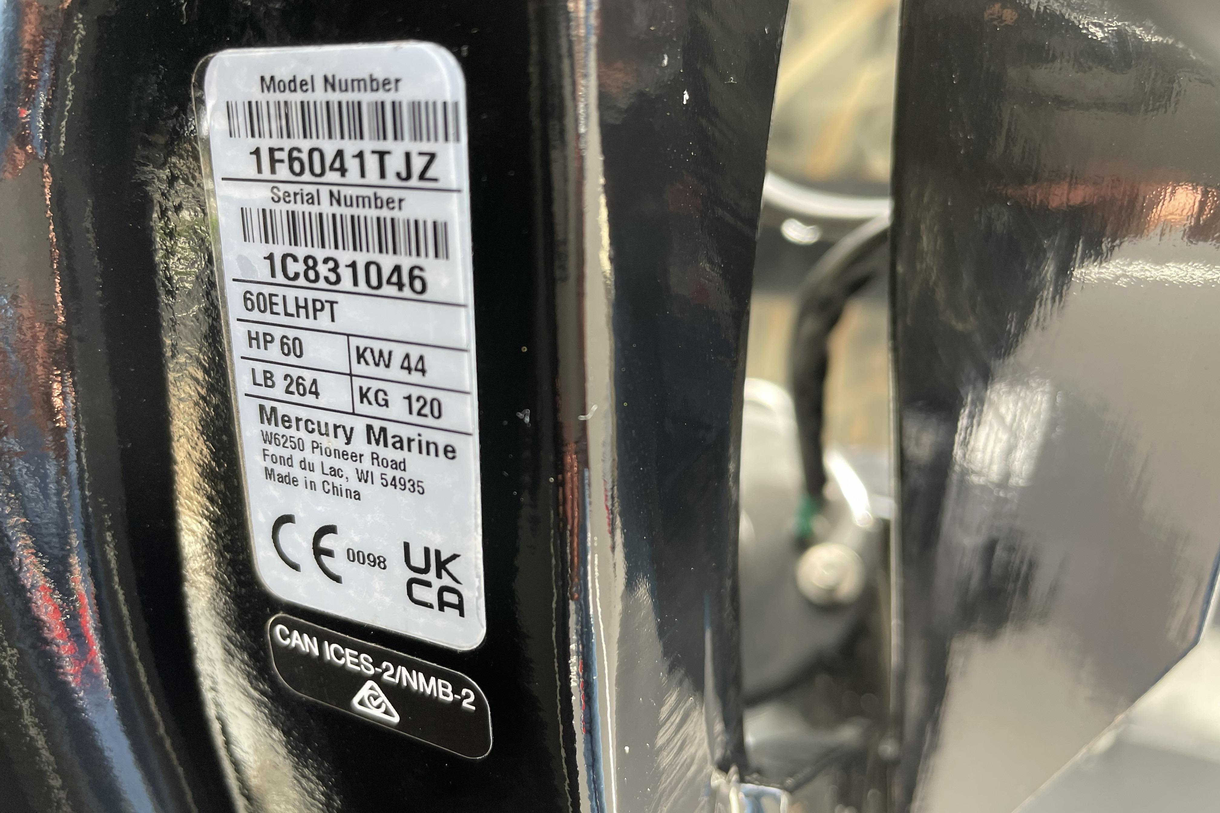 Label on Tracker Grizzly 1756 T Marsh 2026, displaying model and serial numbers.