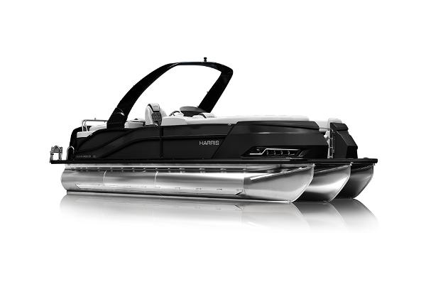 Manufacturer Provided Image: Manufacturer Provided Image: 2025 Harris Grand Mariner 250 pontoon boat, sleek design, side view.