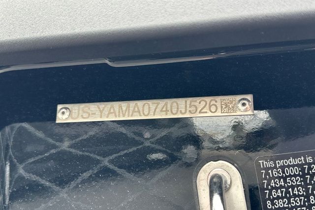 Close-up of a Yamaha WaveRunner JETBLASTER-BLACK with a serial number plate.