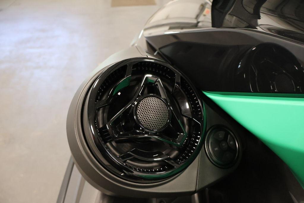 Close-up of 2026 Sea-Doo GTI SE 130 speaker detail, showcasing sleek design.