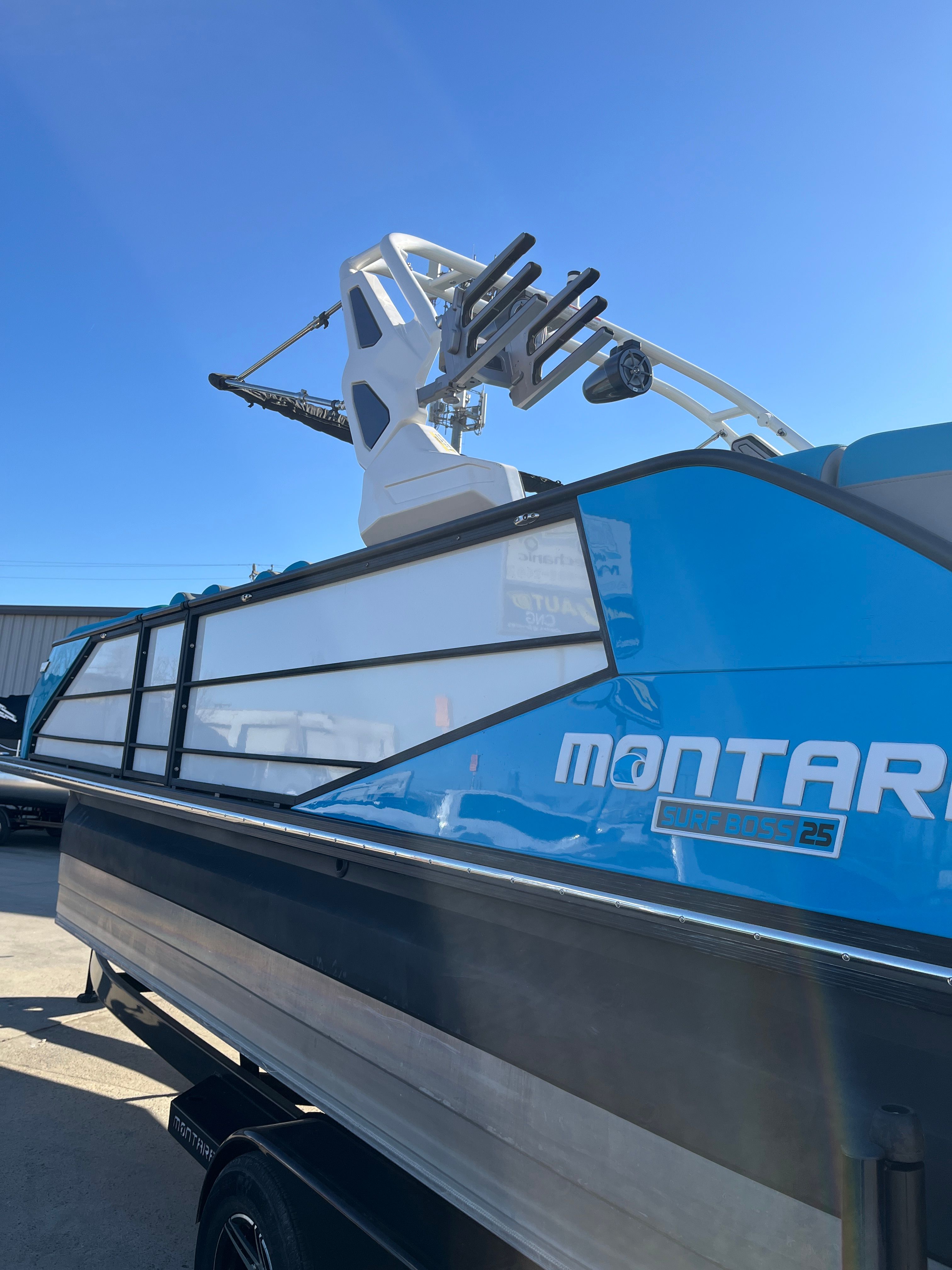 2023 Montara Surf Boss 2.0 boat in vibrant blue.