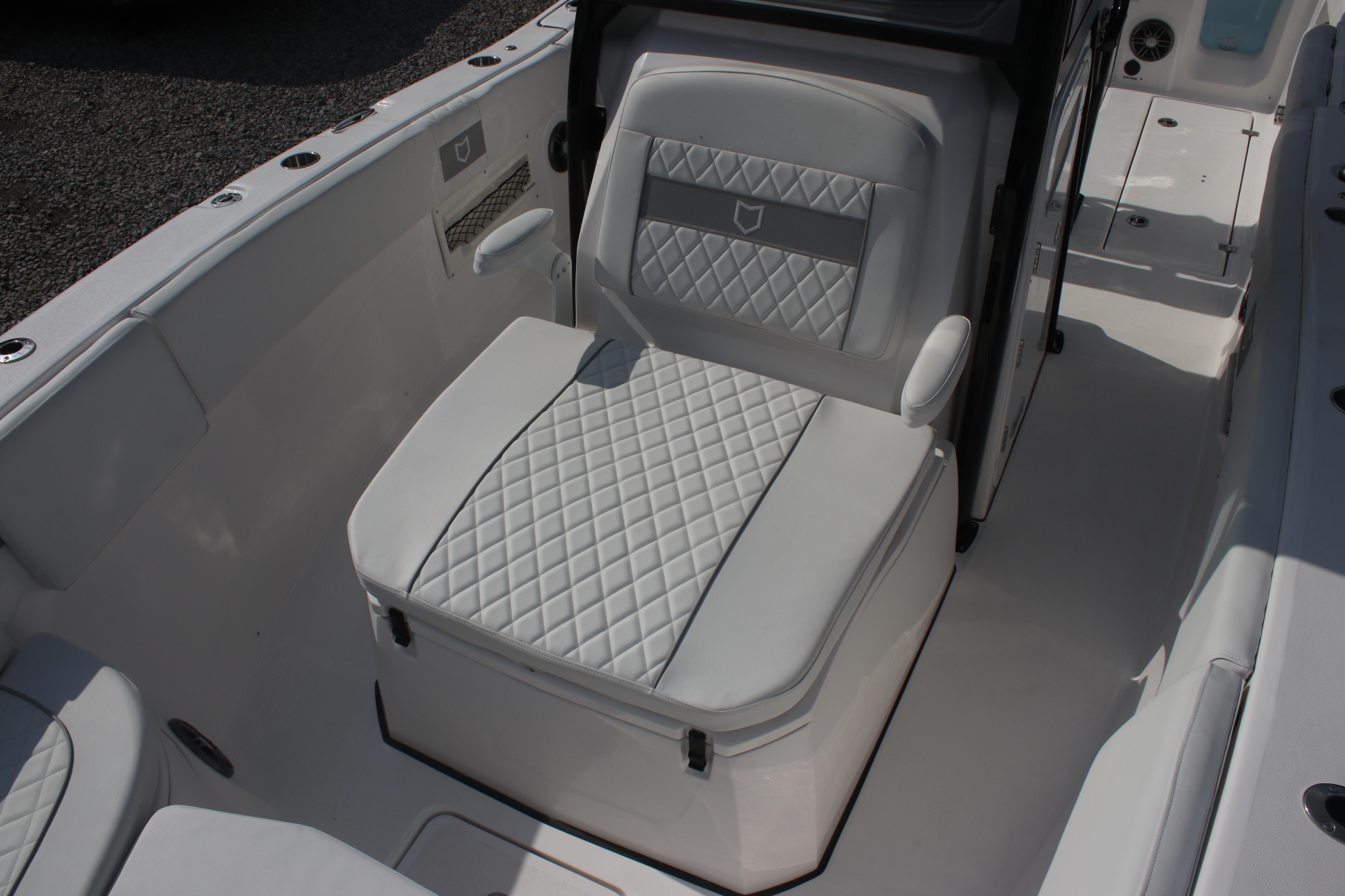 2026 Sea Fox 268 Commander boat interior with quilted seating.