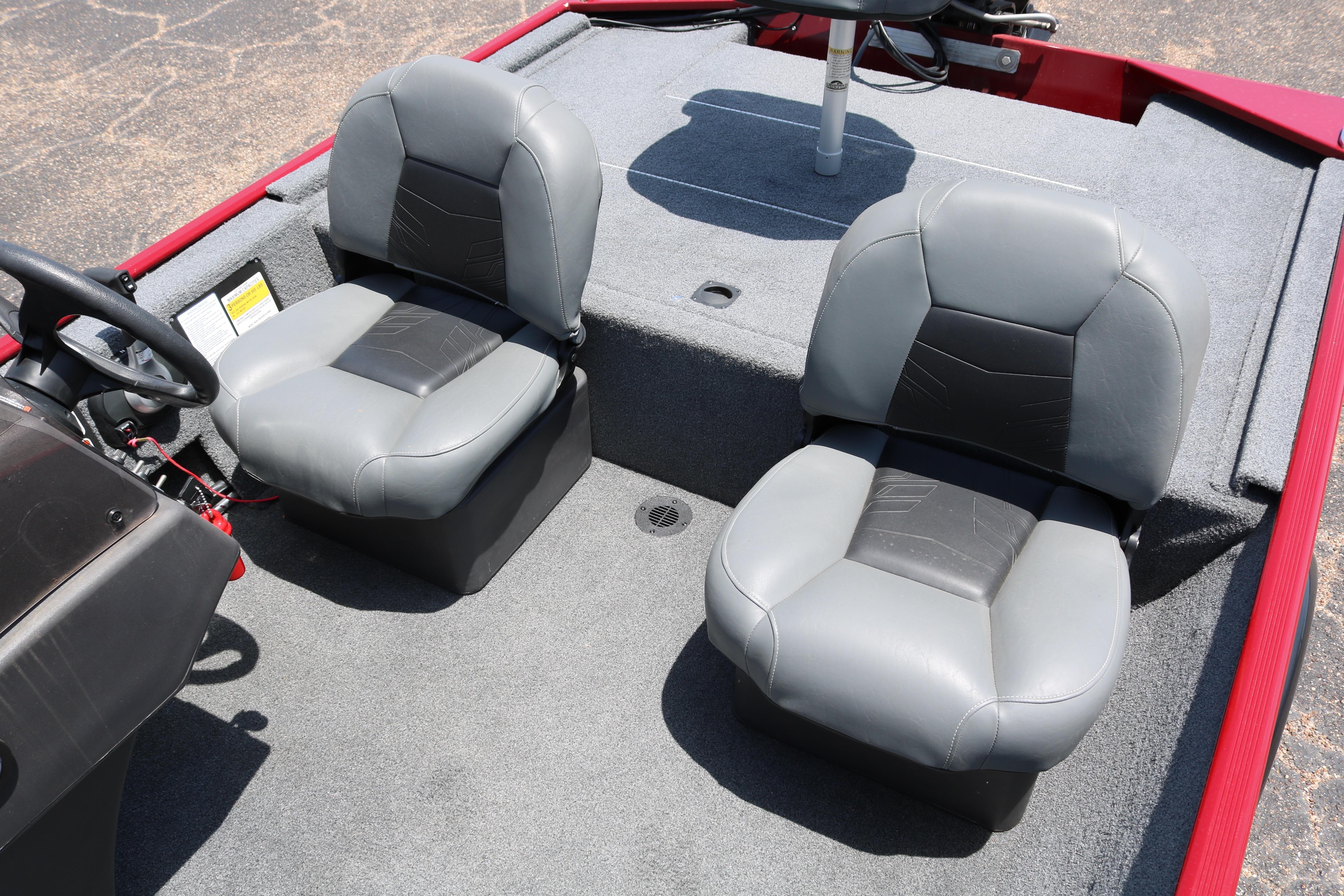 2021 Tracker Bass Tracker Classic XL boat interior with two gray seats.