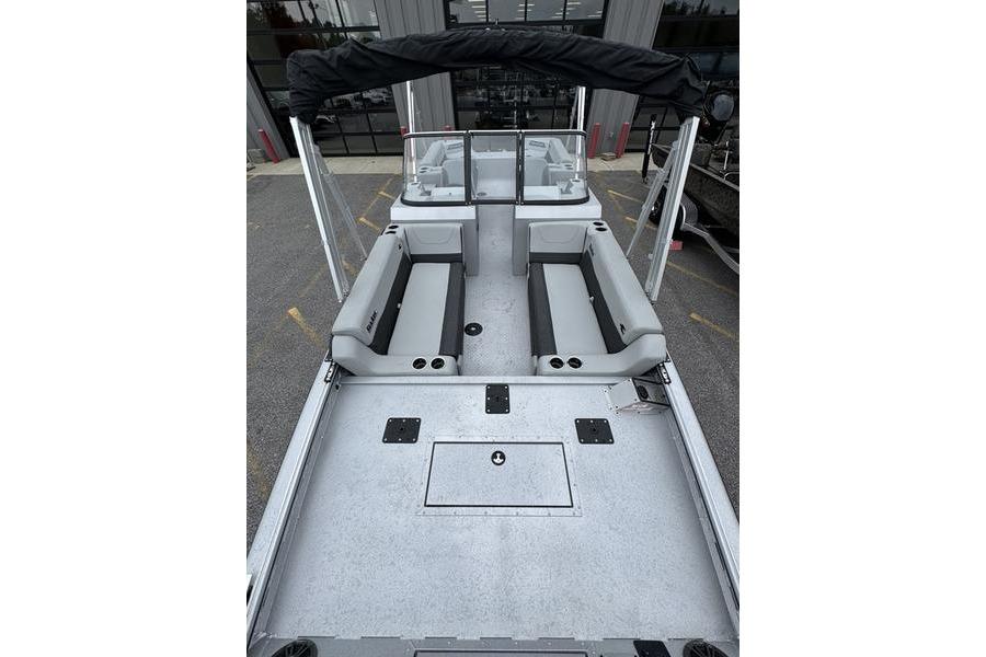2025 SeaArk Super Lounge Easy boat interior with spacious seating and modern design.