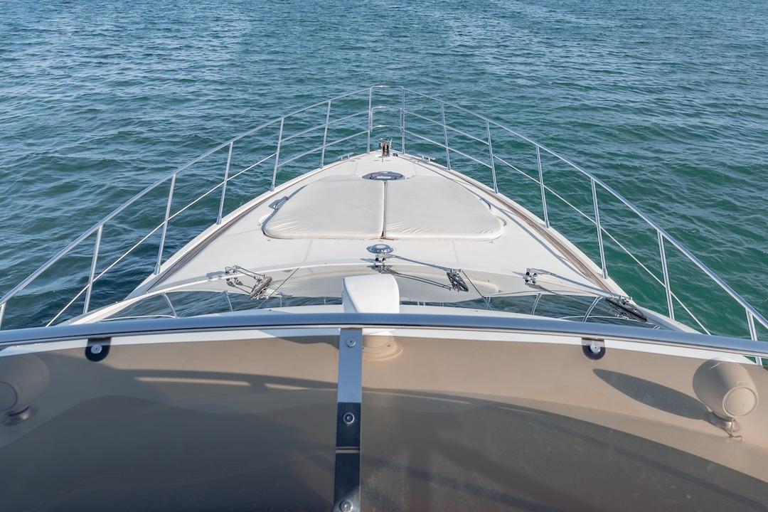 Azimut 62 Evolution yacht bow view on open water, 2007 model.