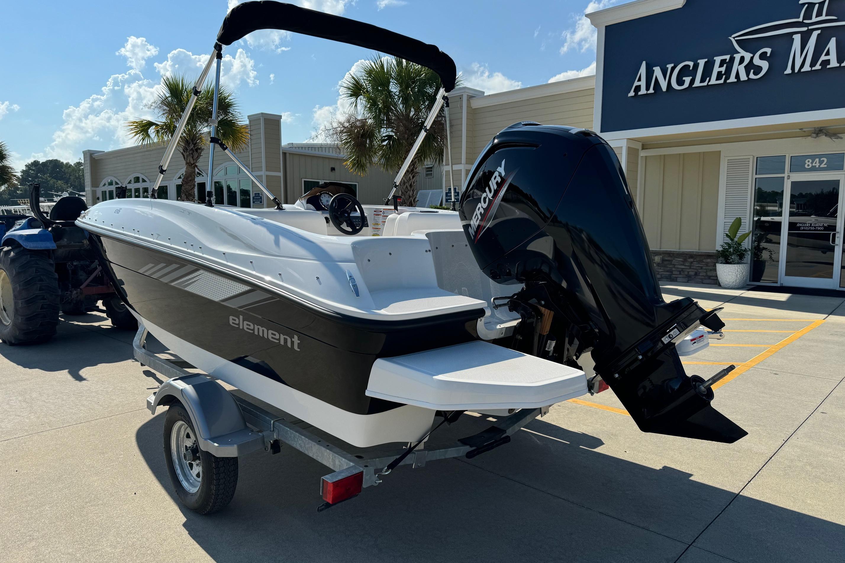 2025 Bayliner Element E16 boat with Mercury engine at Anglers Marine dealership.