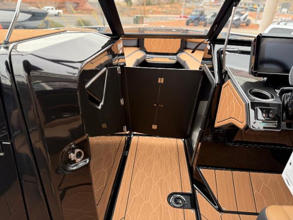 Interior view of 2025 Yamaha Boats 255XD, featuring sleek design and modern amenities.