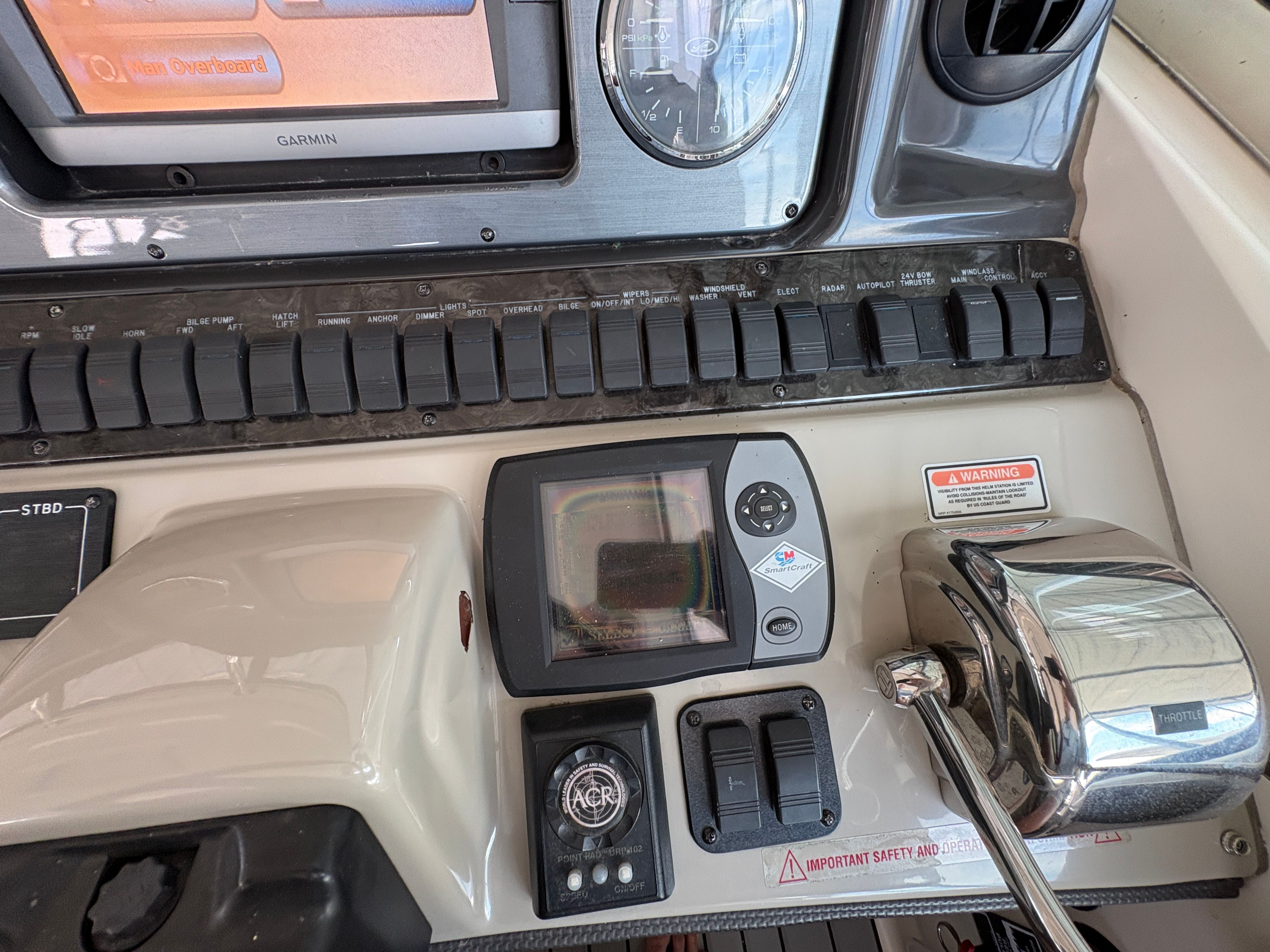Dashboard of a 2005 Sea Ray 420 Sundancer boat.