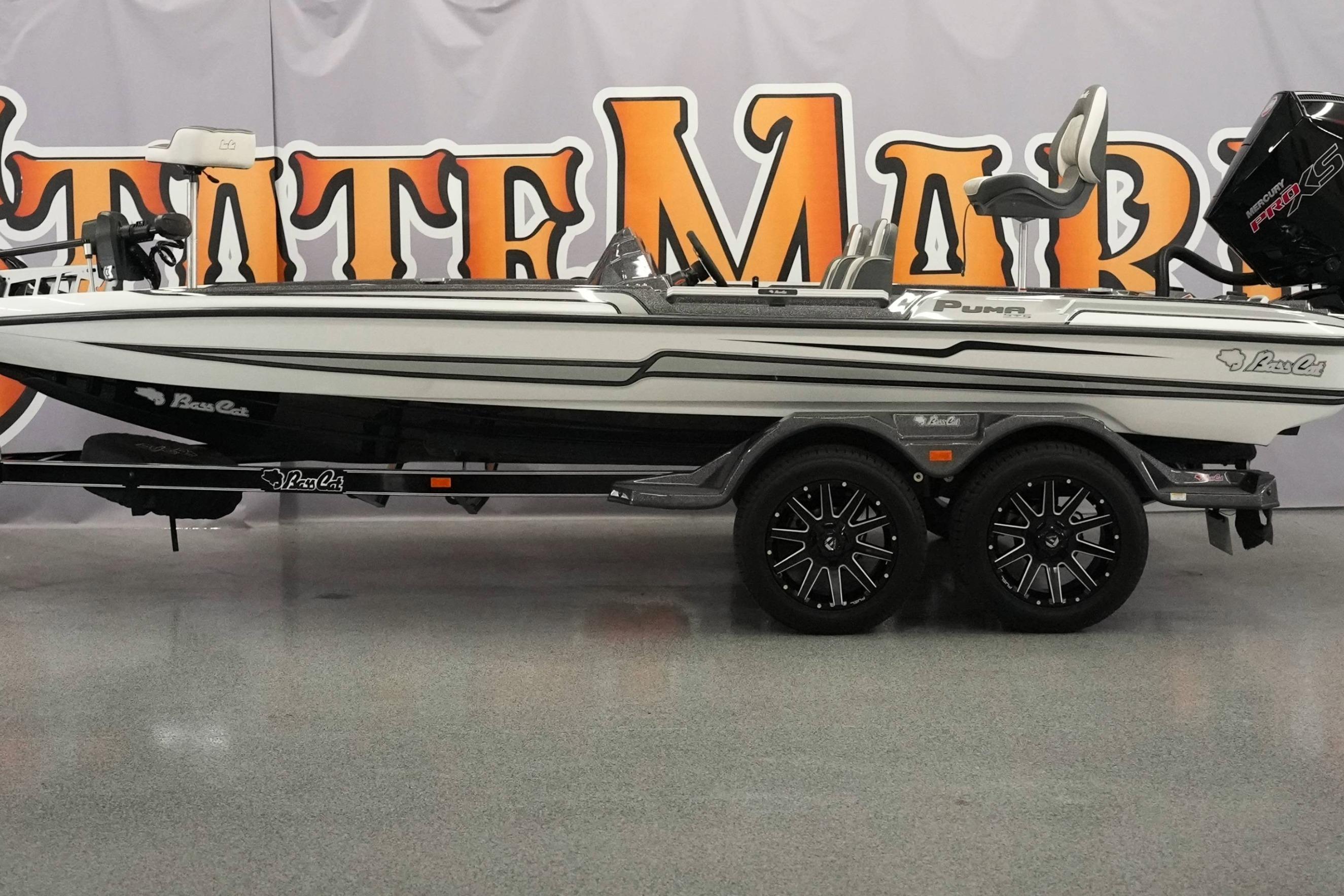 2026 Bass Cat Puma STS boat on display, featuring sleek design and modern features.