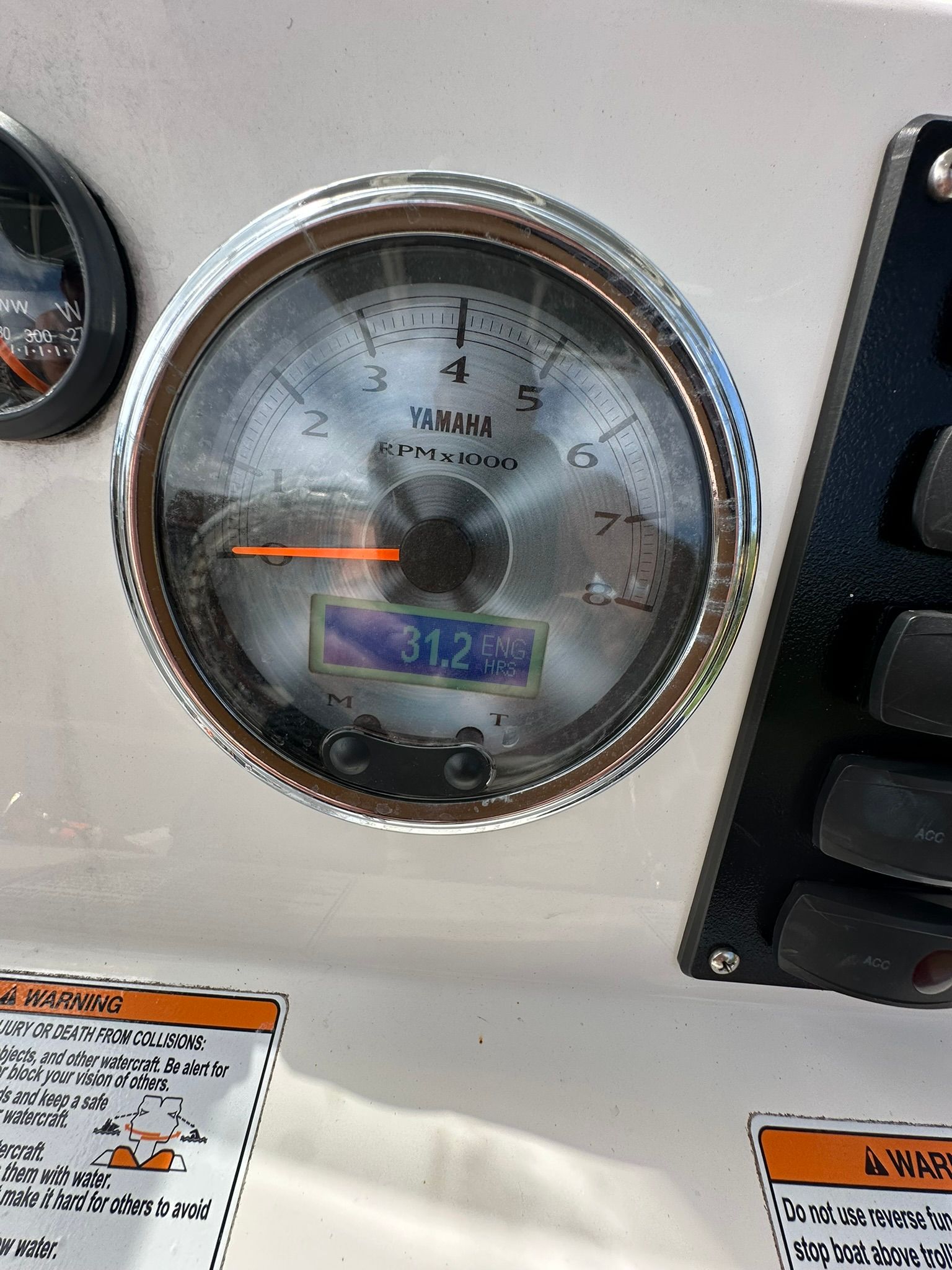 Yamaha 190 FSH Sport 2017 tachometer displaying 31.2 engine hours.