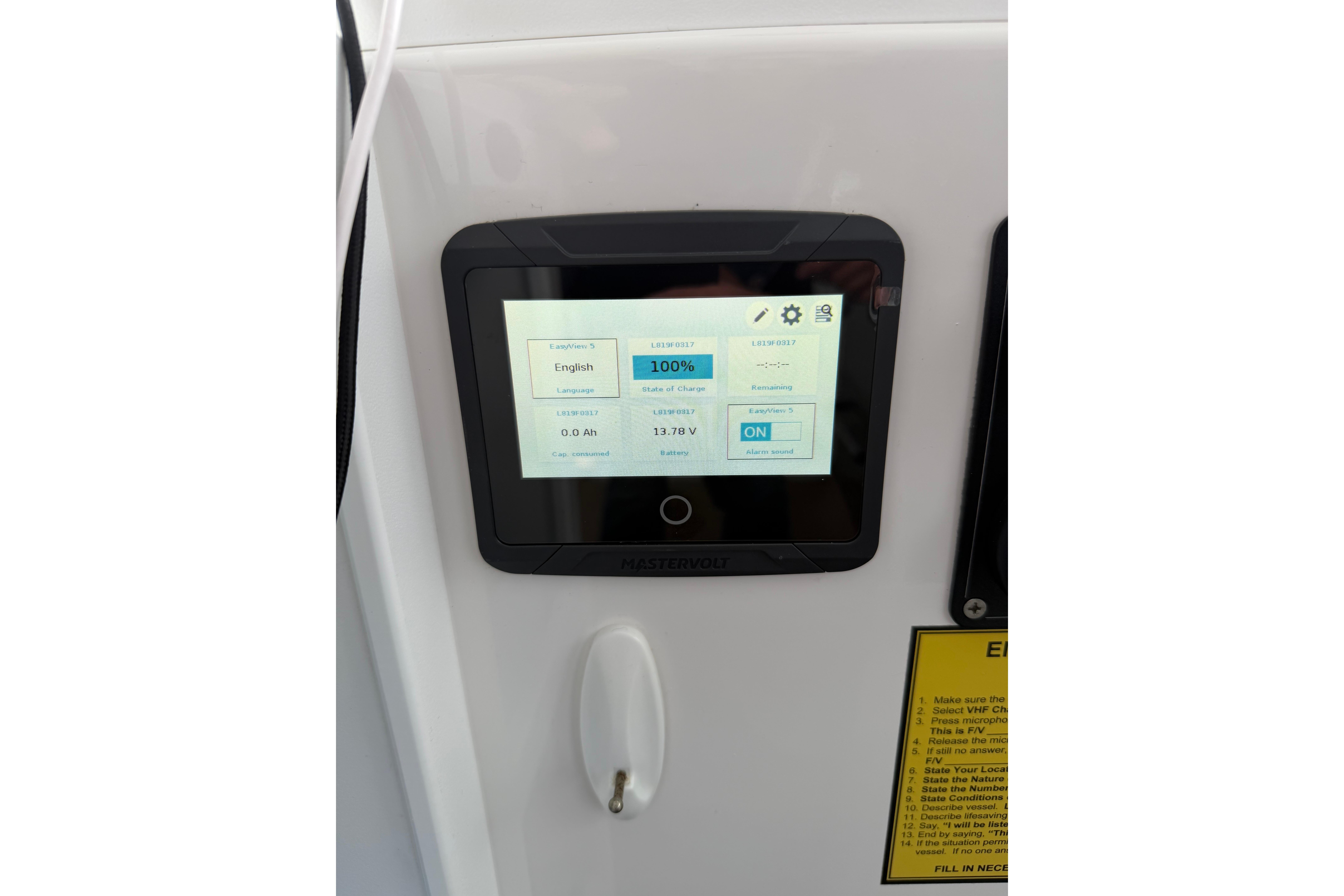 Control panel display on a 2018 H&H Marine Osmond Beal boat.
