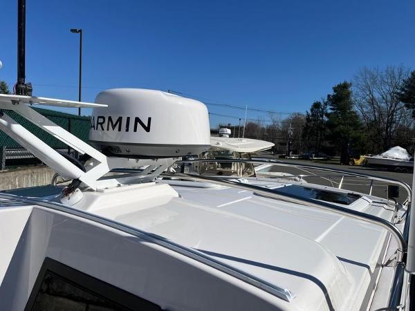 2025 Cutwater C-248 C Coupe boat with Garmin radar on the roof.