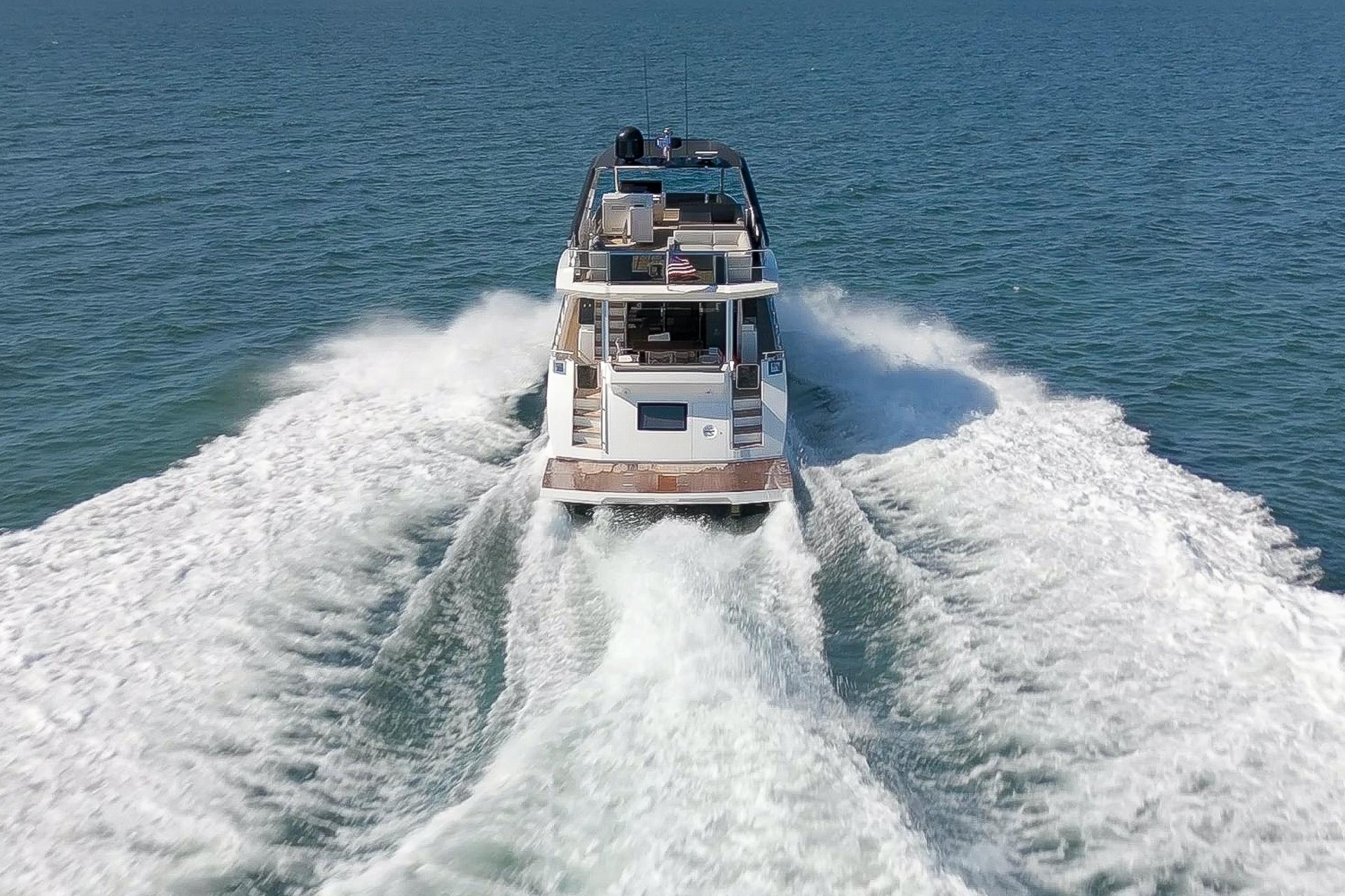 Astondoa 66 yacht cruising on open water, 2022 model.