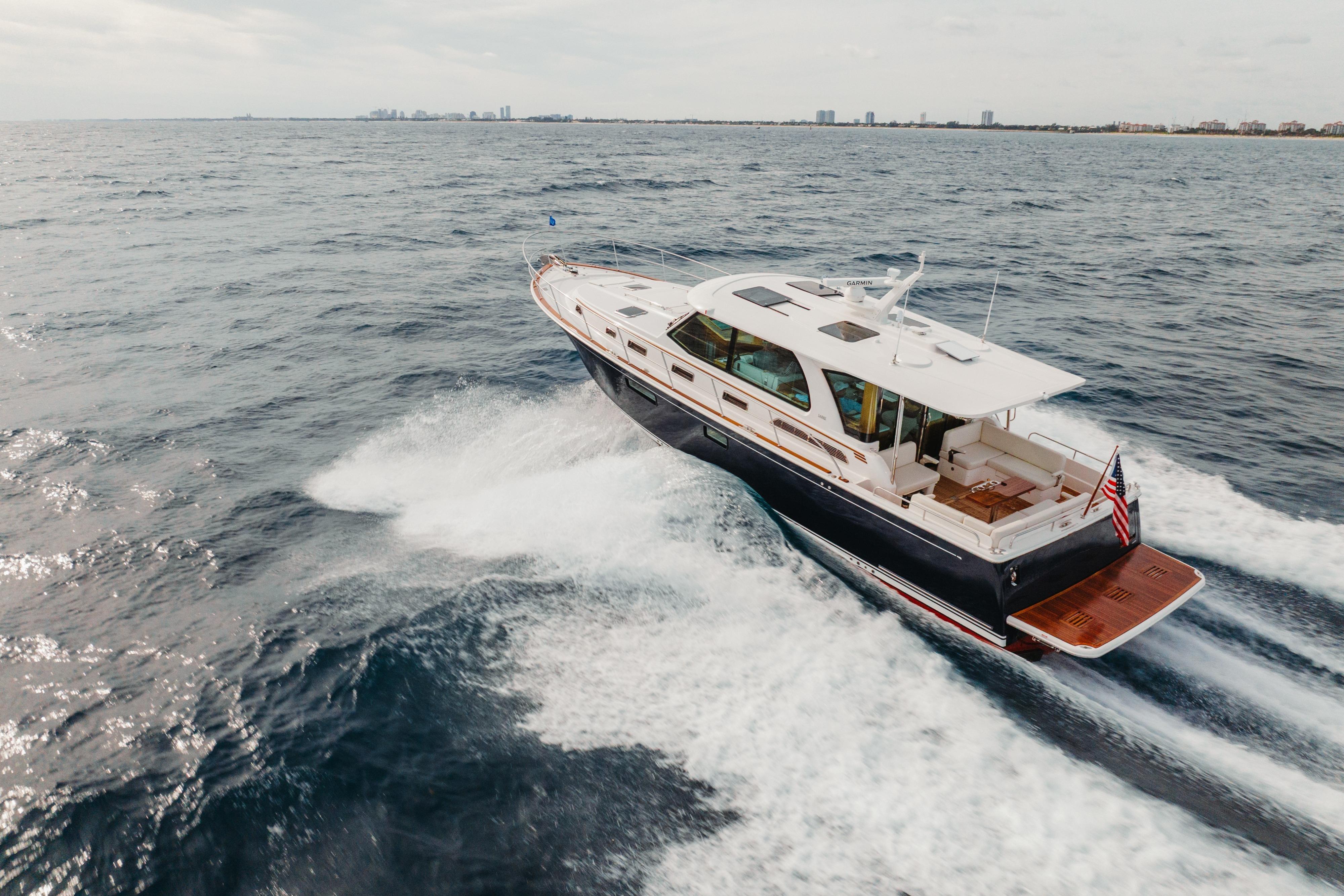 2026 Sabre 51 Salon Express yacht cruising on open water.