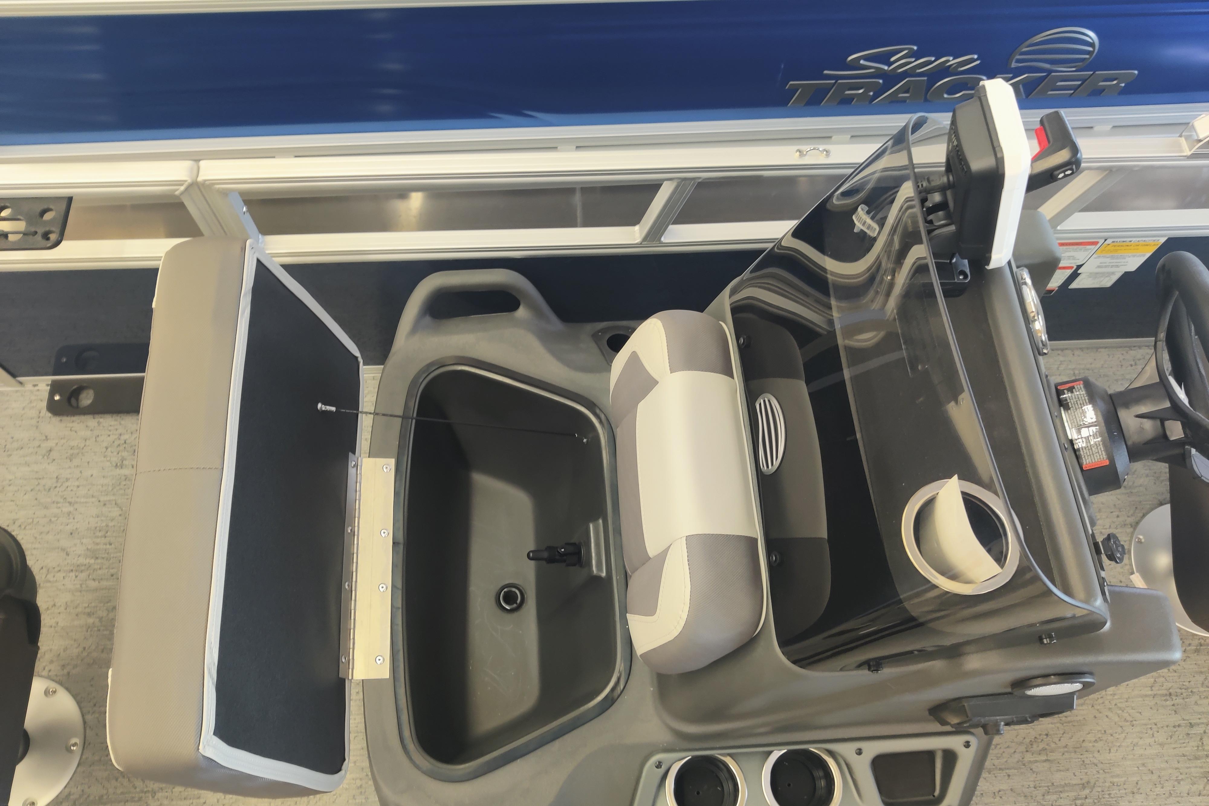 2026 Sun Tracker Bass Buggy 16 XL Select boat interior with seating and console.