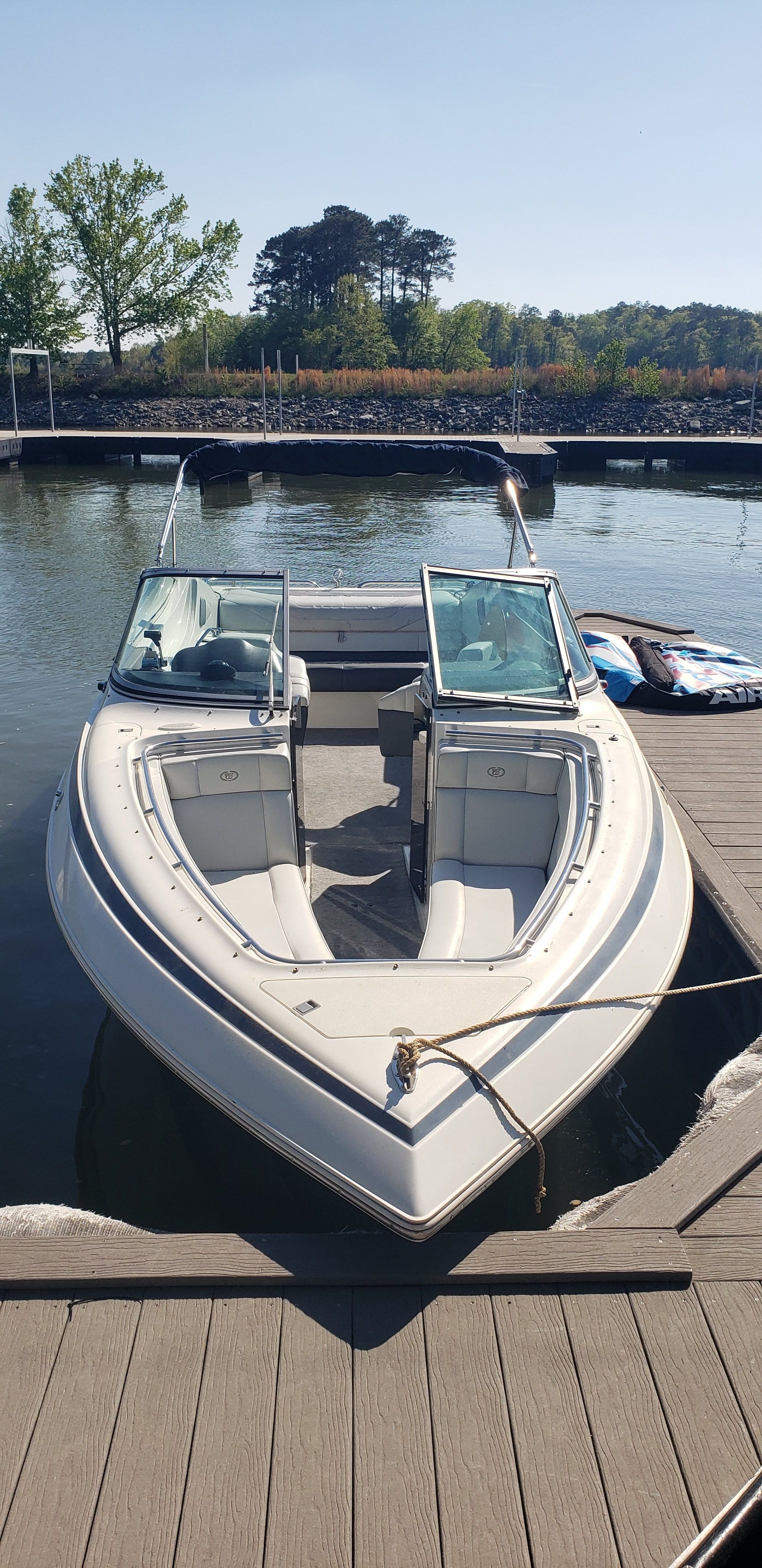 1993 Cobalt 272 boat docked on a sunny day.