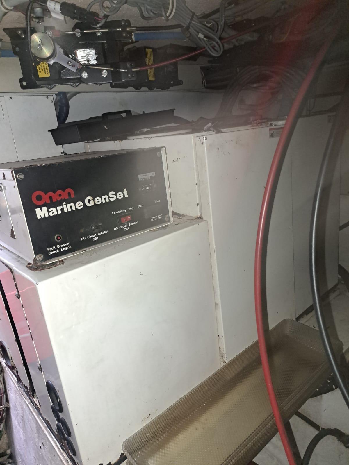 Onan Marine GenSet in 1999 Hatteras 50 Convertible engine room.