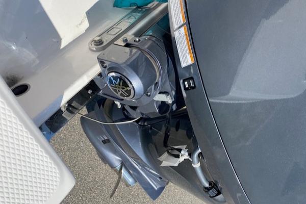 2024 Robalo R222 Center Console boat engine close-up.