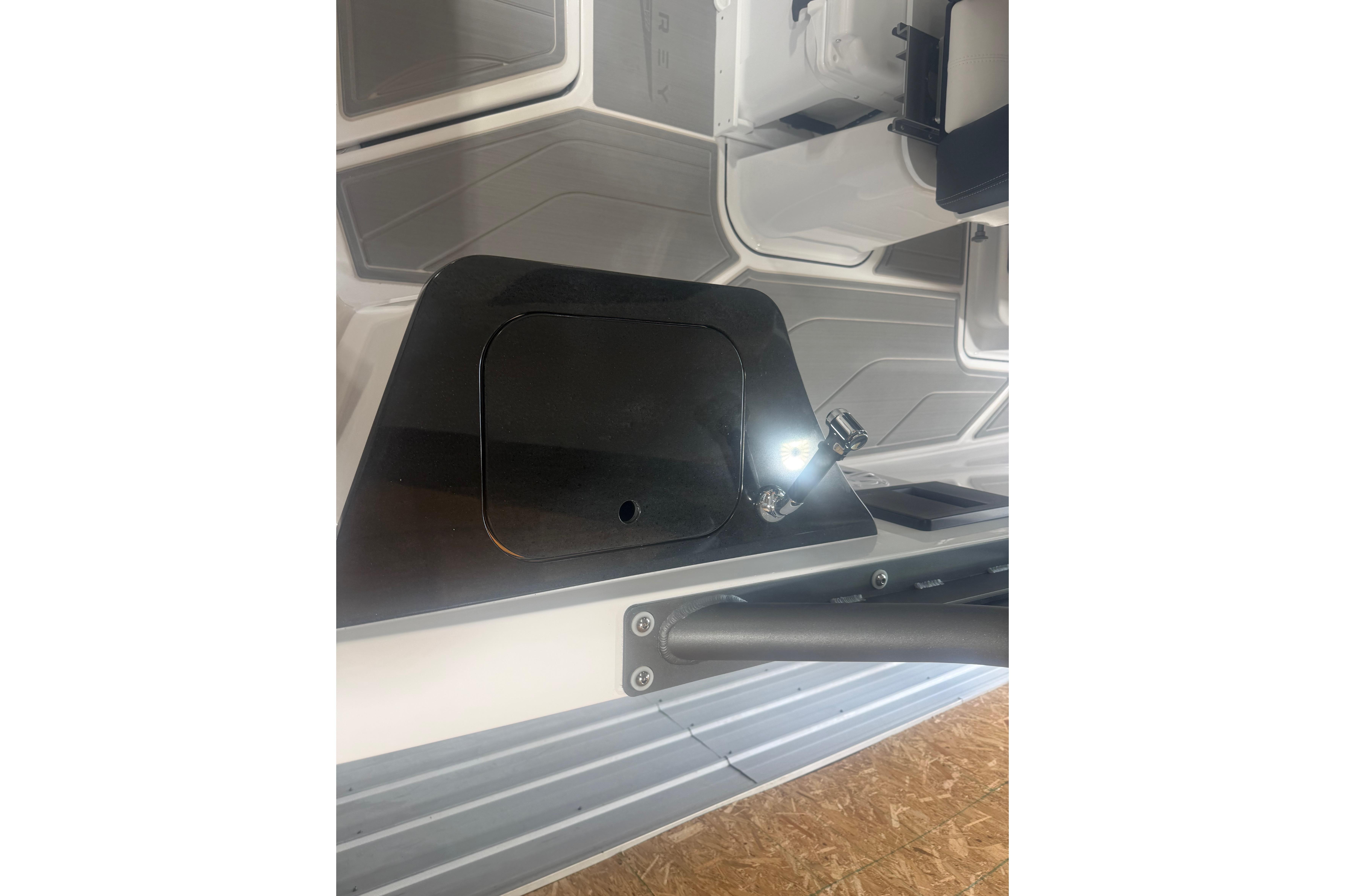2027 Monterey Elite 27 SD interior detail with sleek black panel and modern design elements.