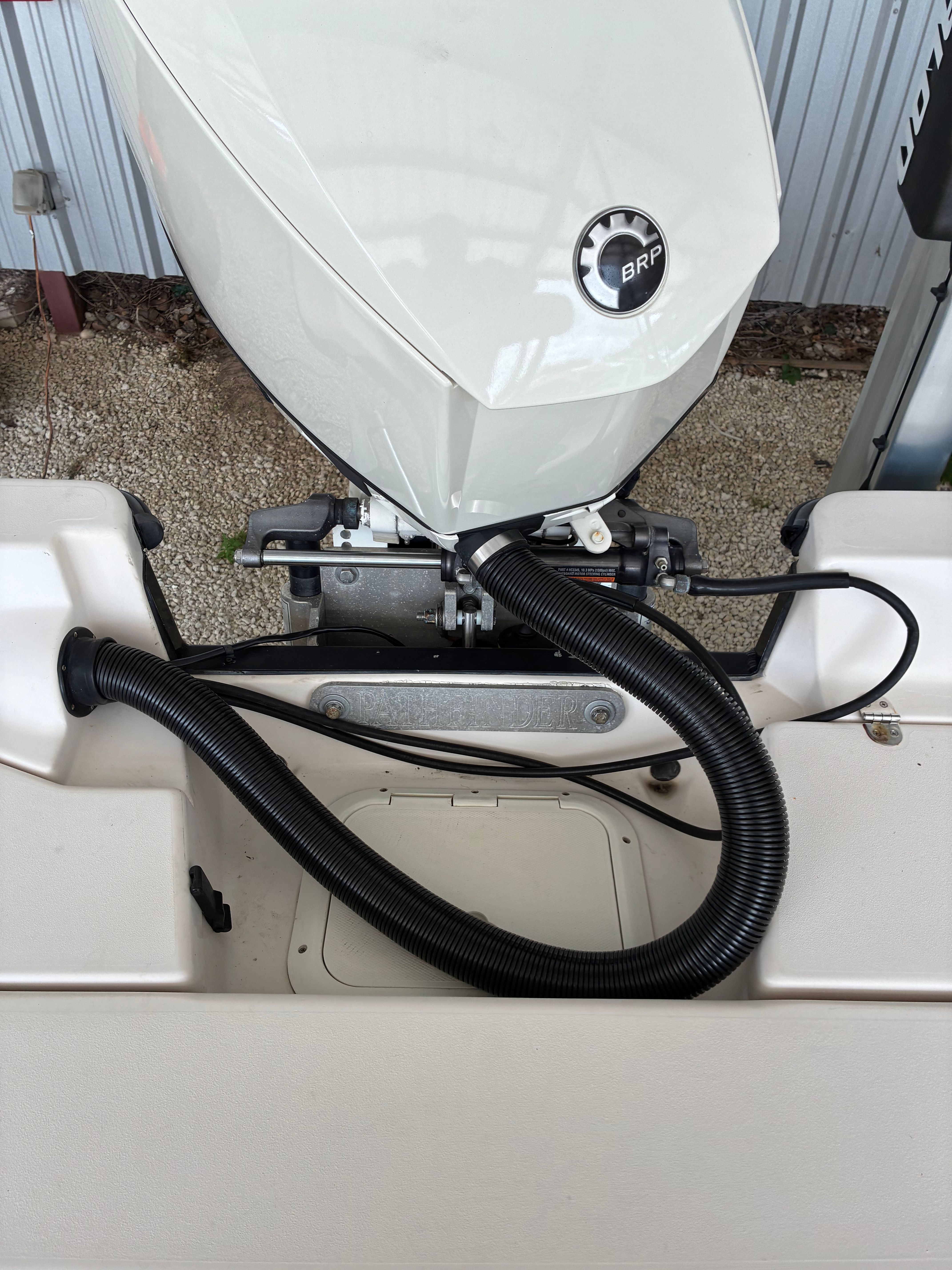 2016 Pathfinder Fishing boat motor with BRP logo.