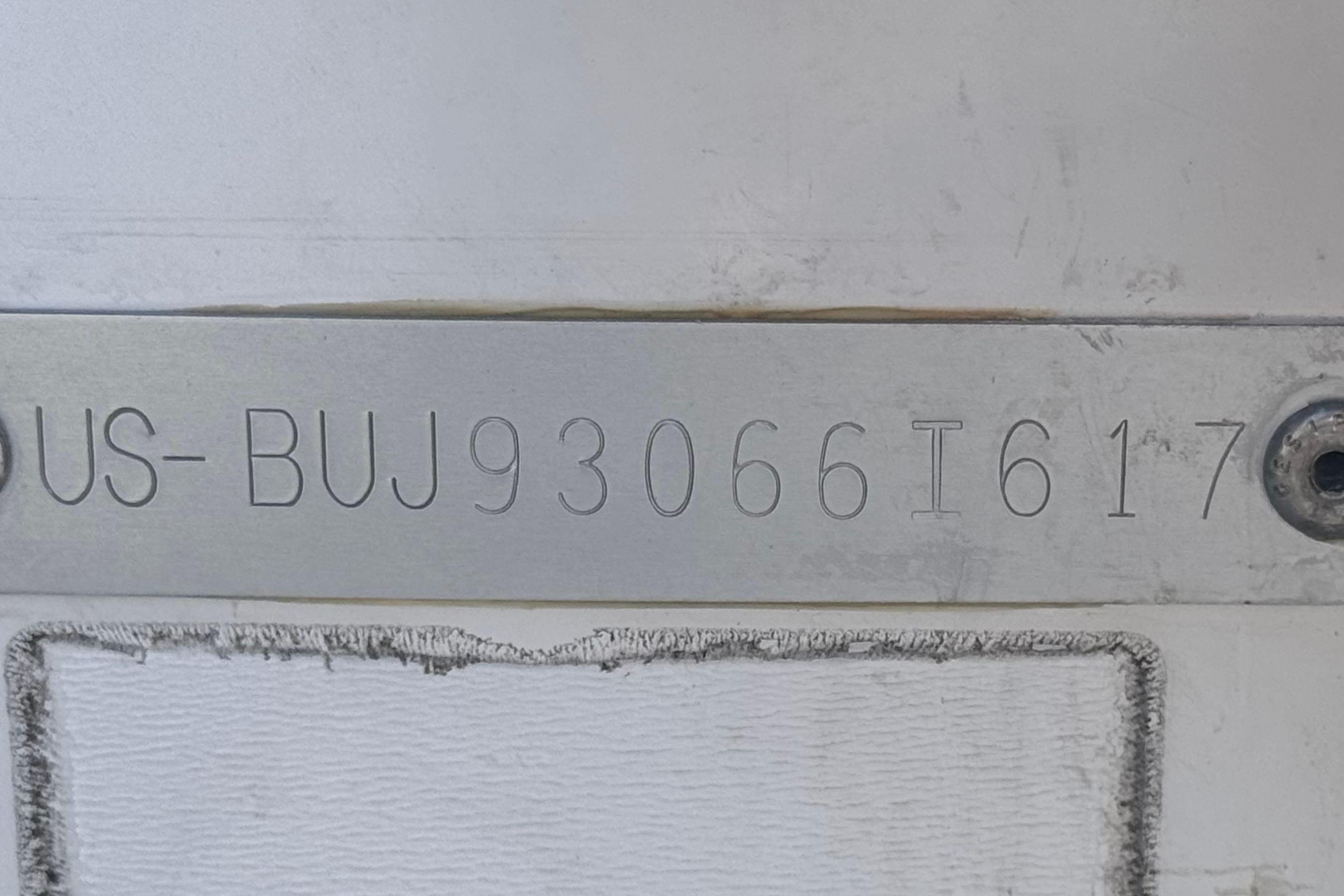 Hull identification number on a 2017 Tahoe 2150 boat.