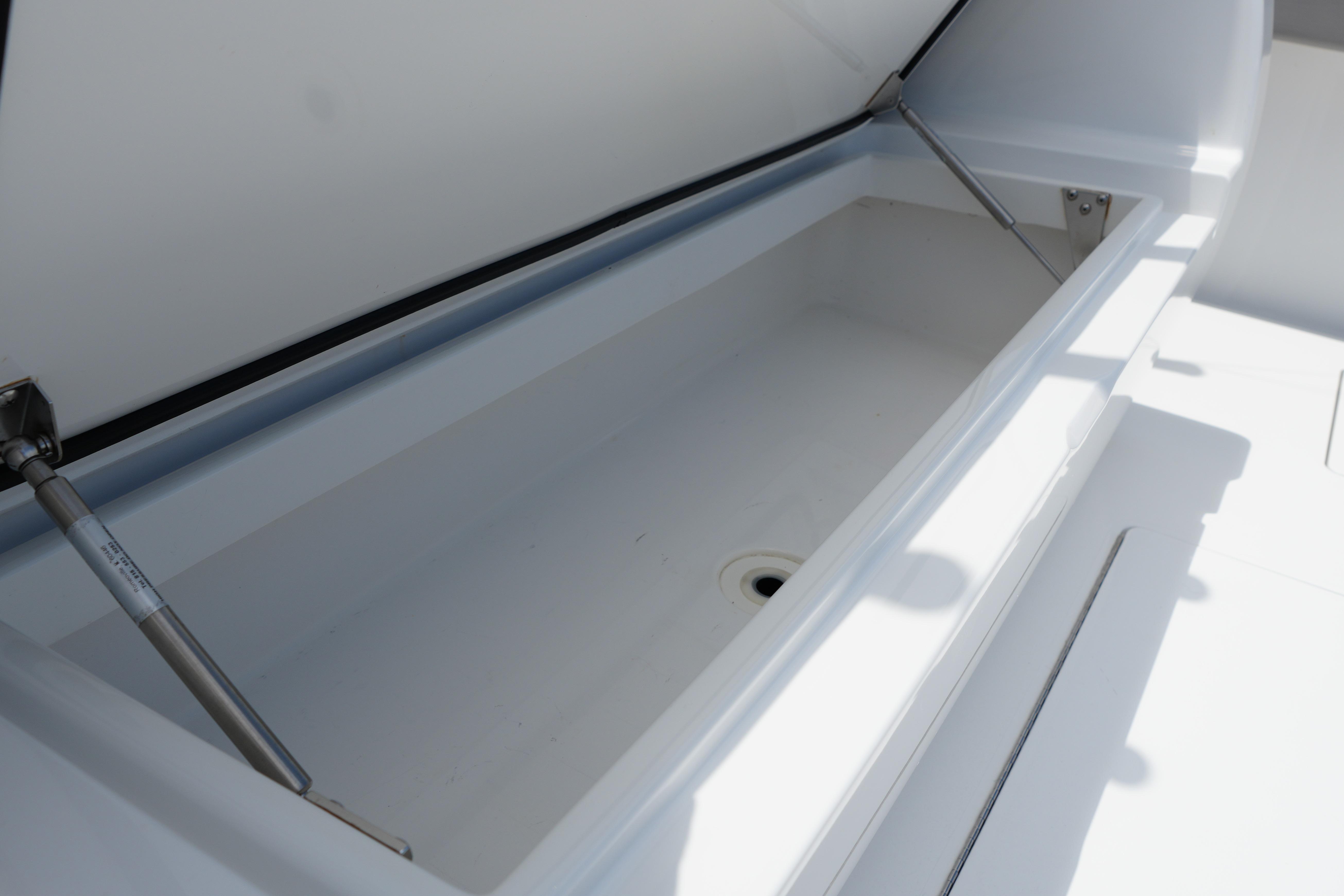2022 Valhalla Boatworks V-41 storage compartment, open and spacious design.