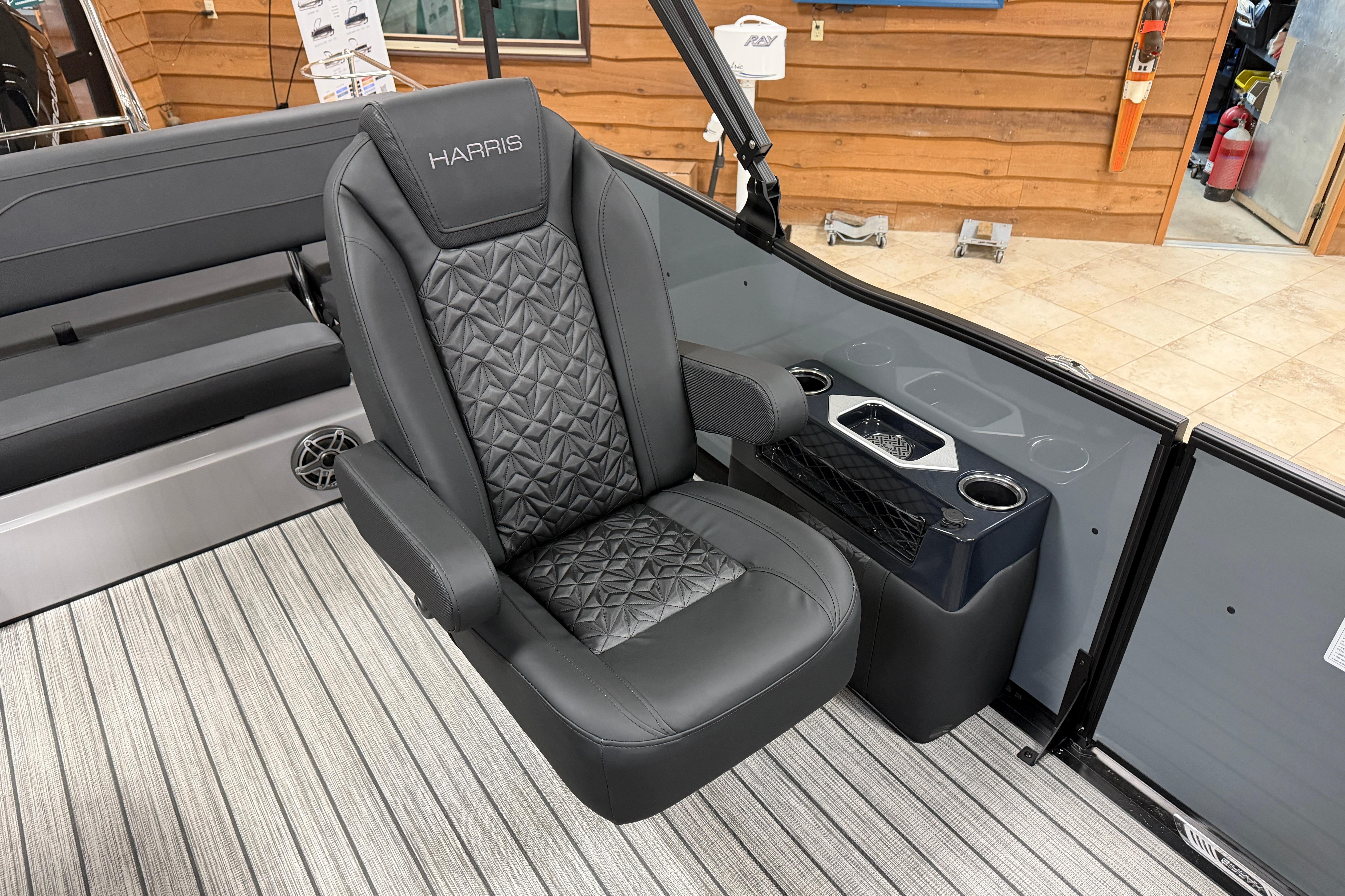 Luxurious seating in 2026 Harris Grand Mariner 250 boat, featuring premium upholstery and modern design.