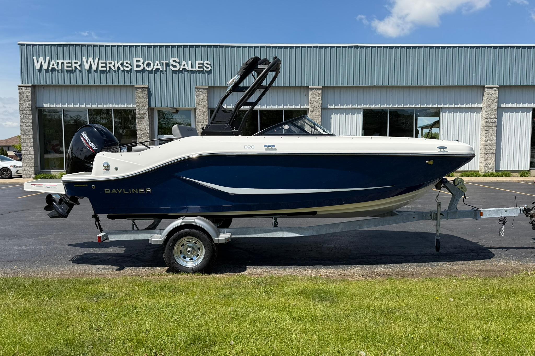 2026 Bayliner D20 boat on trailer at Water Werks Boat Sales dealership.