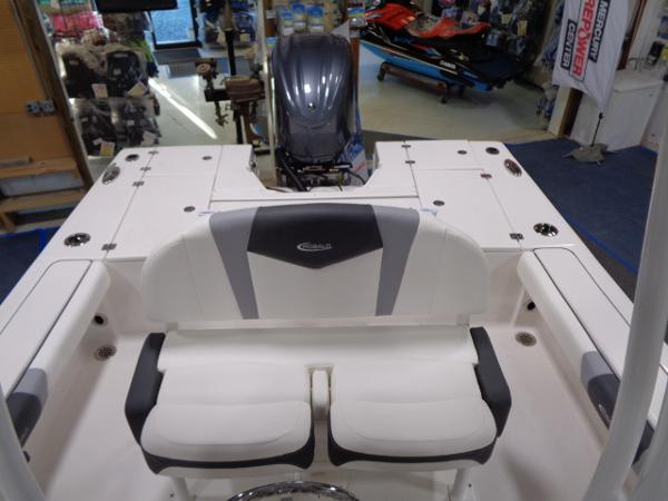Interior view of the 2023 Robalo 246 Cayman boat model.