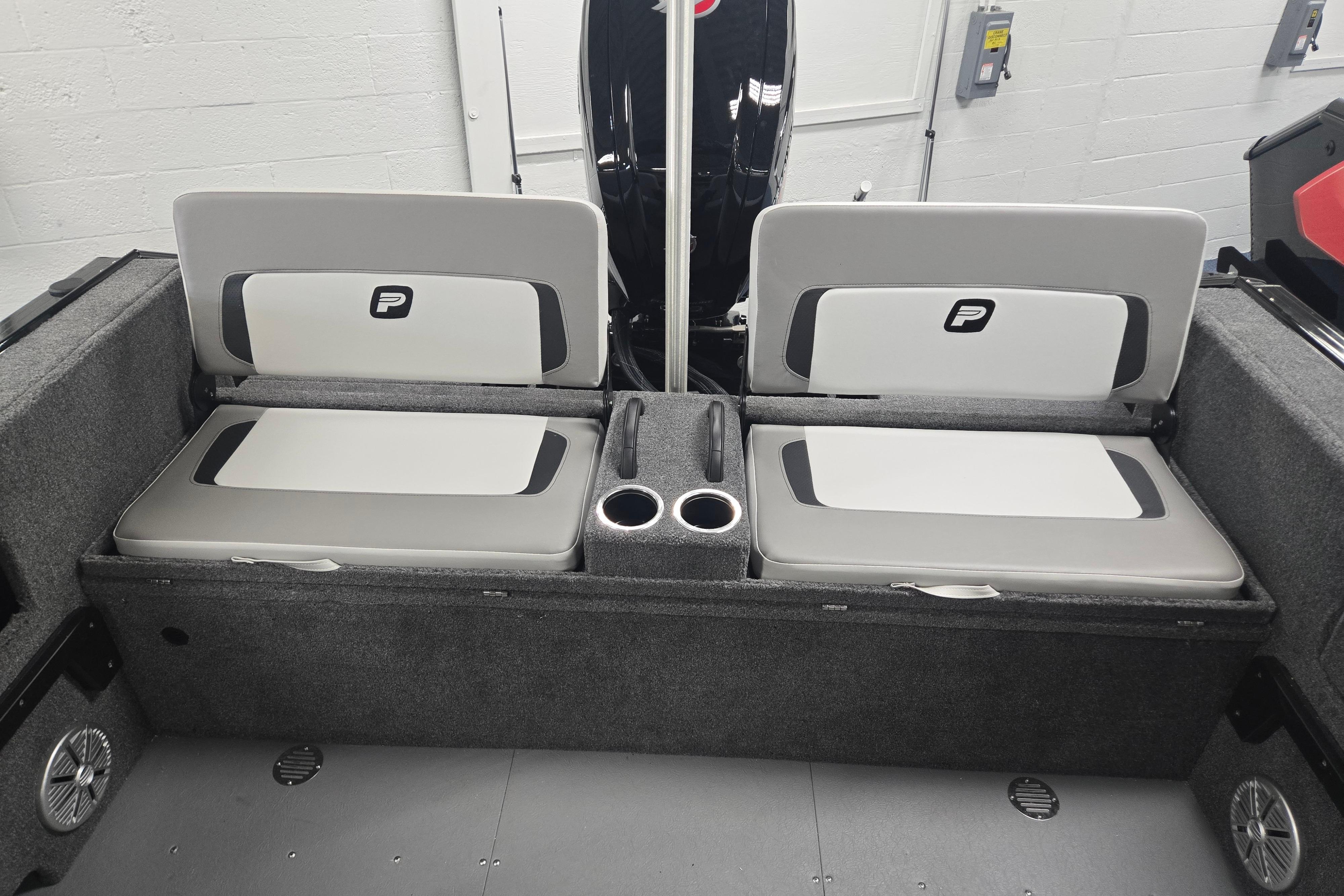 2026 Princecraft Sport 175 MAX boat interior with dual seats and cup holders.