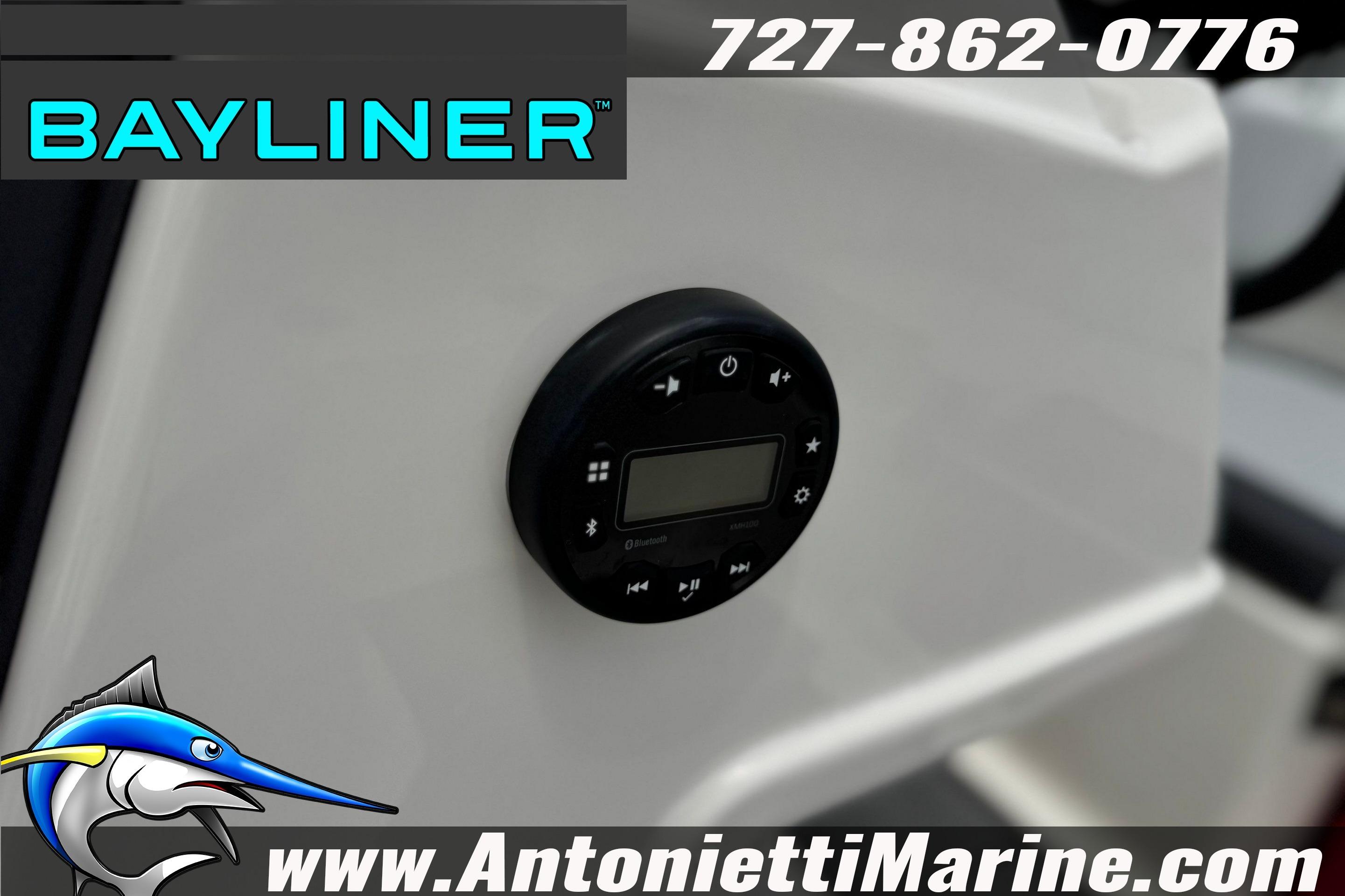 2024 Bayliner Element M15 boat dashboard with control panel, featuring Antonietti Marine branding.