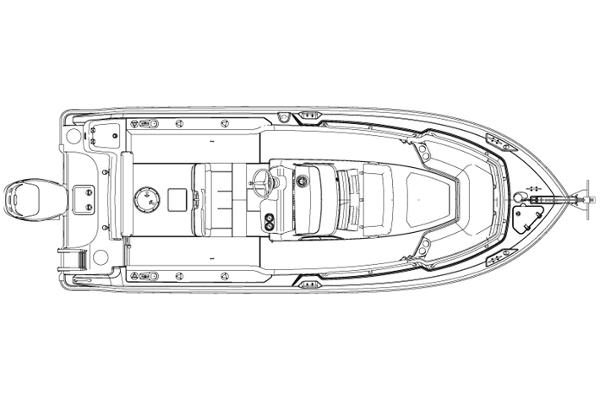 Manufacturer Provided Image: Top view schematic of a 2017 Boston Whaler 230 Outrage boat.