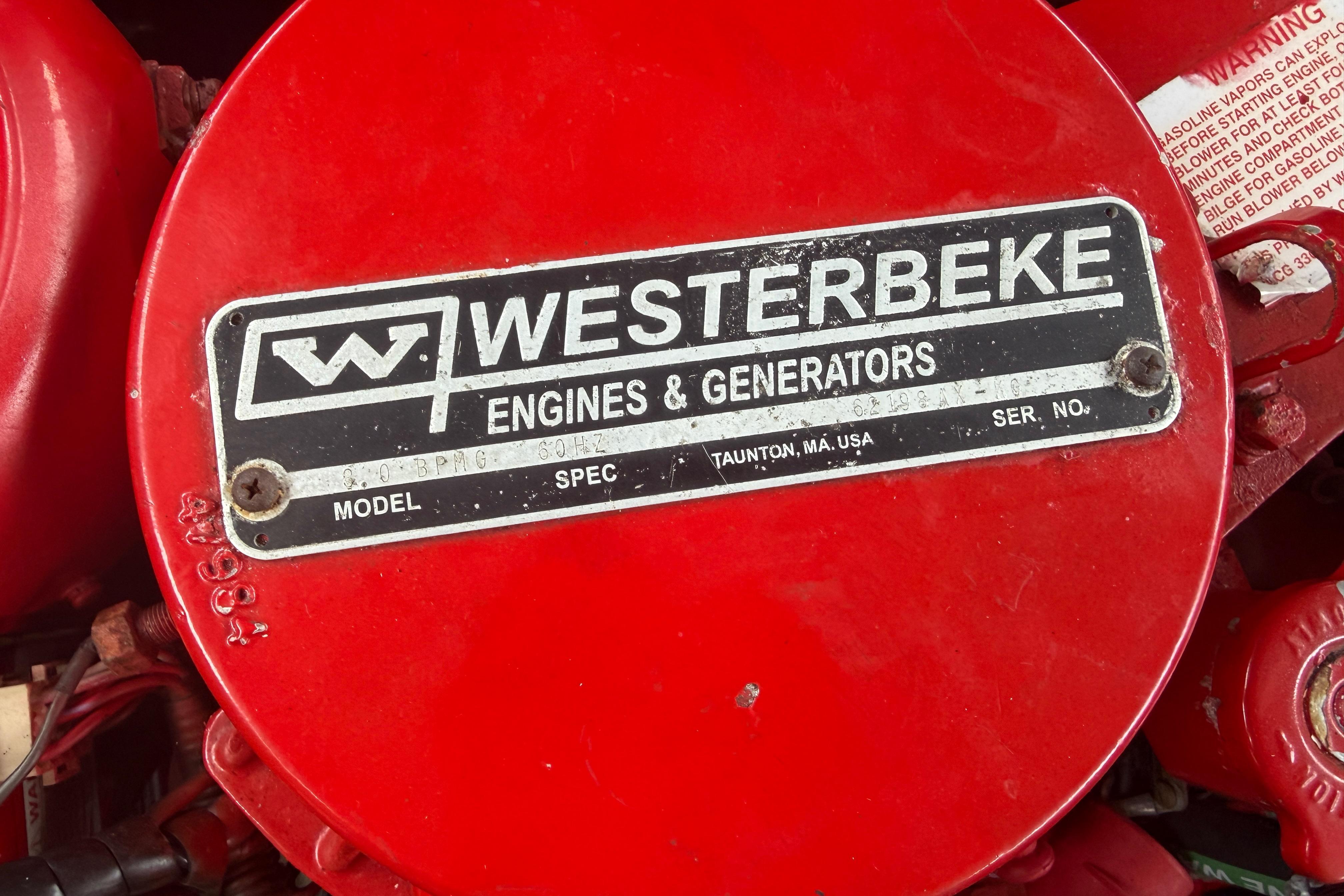 Red Westerbeke engine in a 2013 Nor-Tech 477 SPX Vee Bottom boat.
